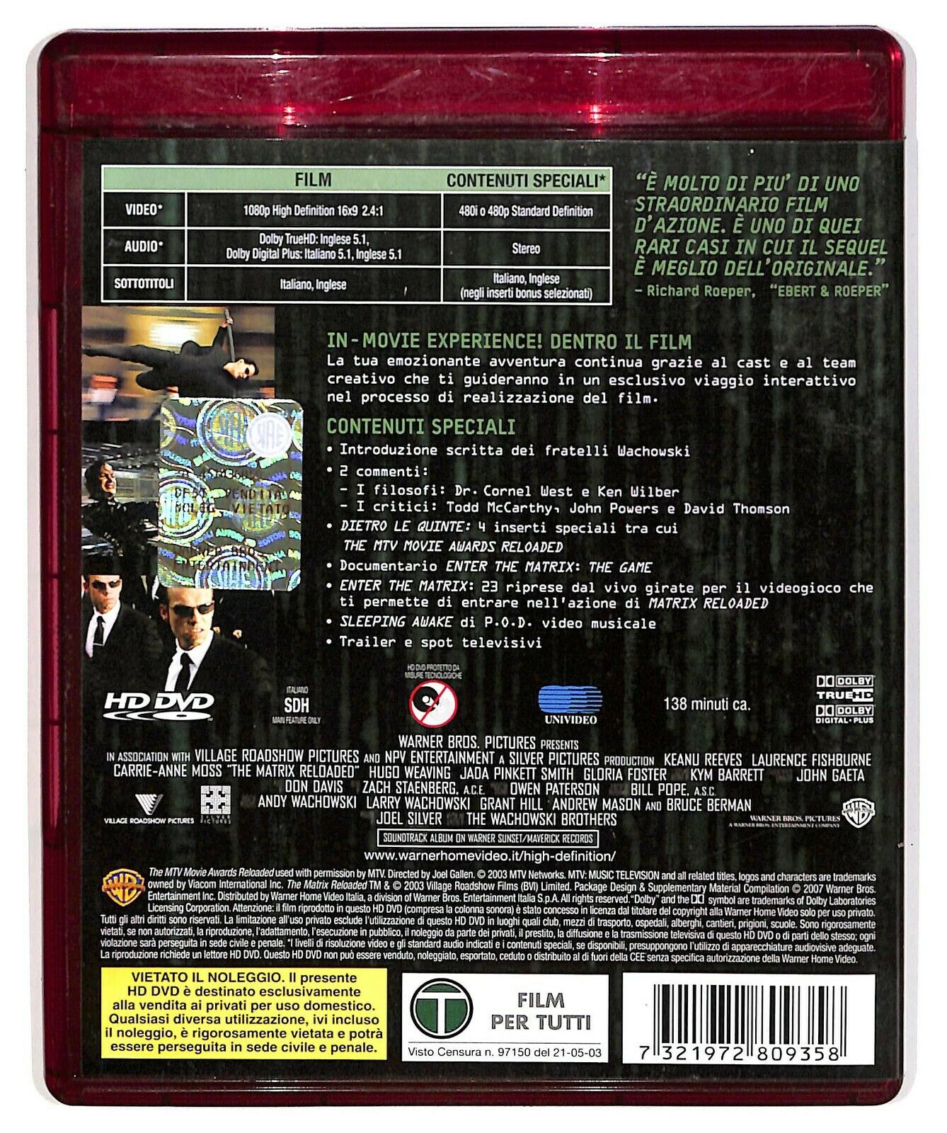 EBOND Matrix Reloaded  (hd DVD) D574315