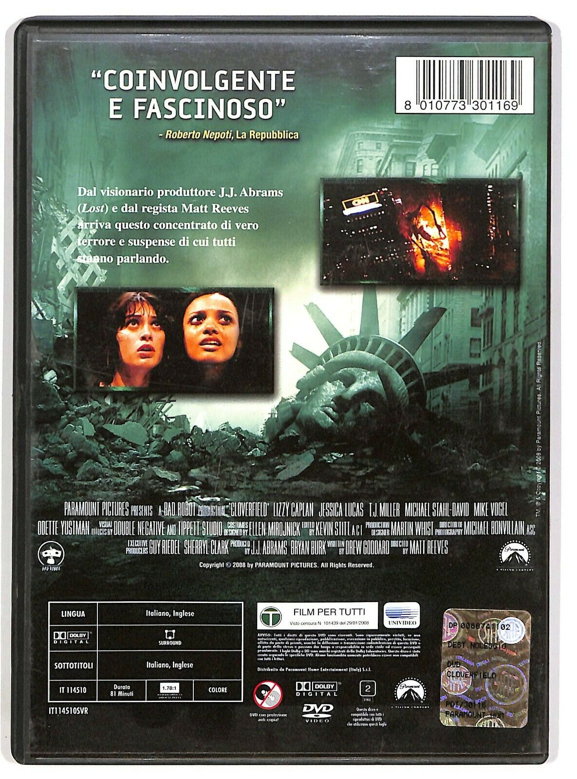 EBOND Cloverfield DVD  Ex Noleggio D574345
