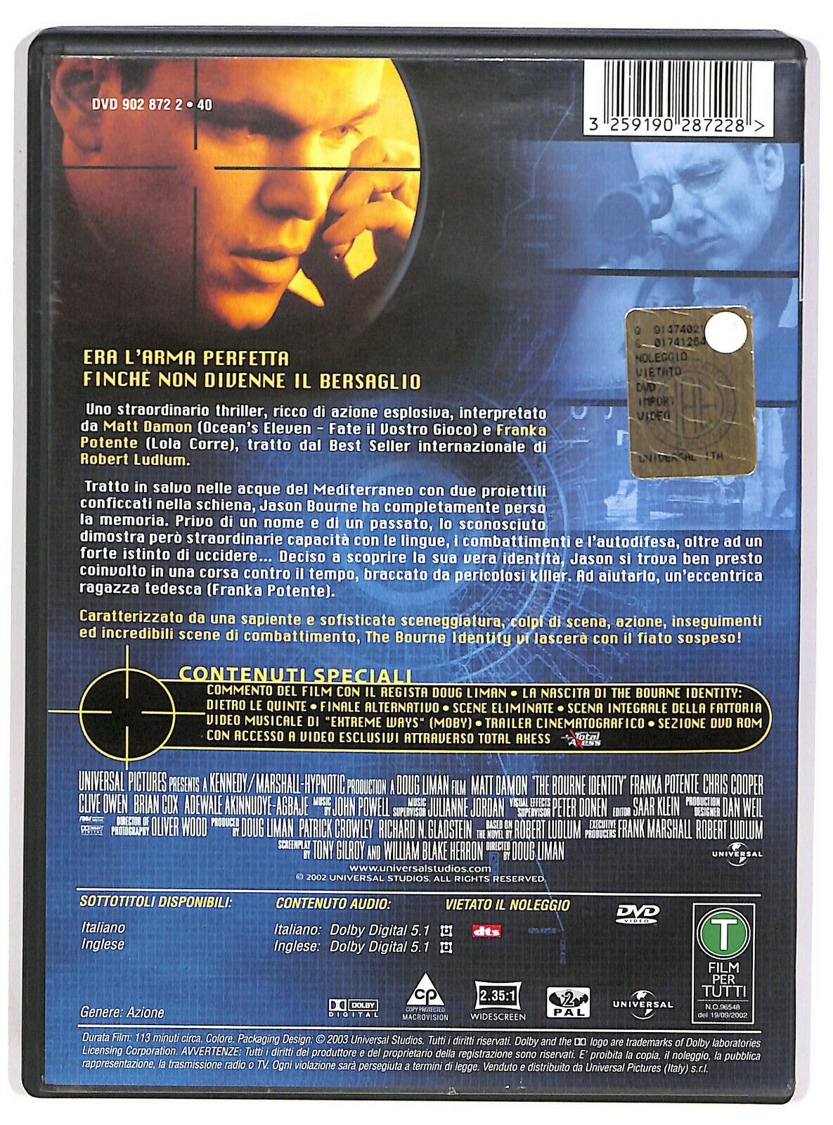 EBOND The Bourne Identity Con Matt Damon DVD D574804