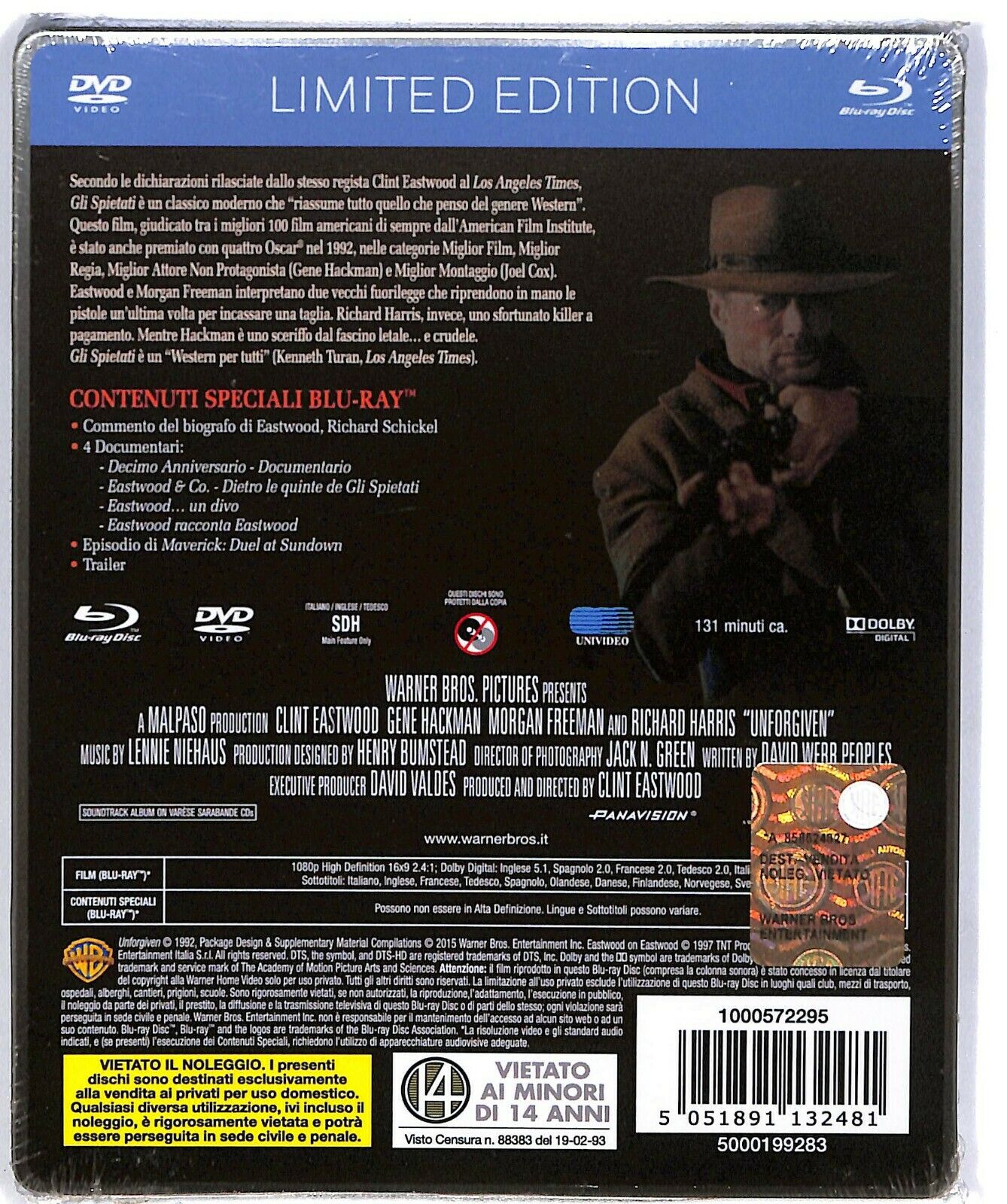 EBOND  Gli Spietati  Con Clint Eastwood Edizione Limitata BLURAY DVD D576851