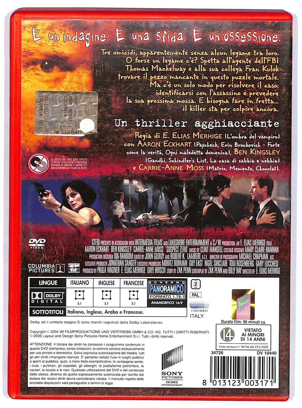 EBOND Suspect Zero DVD Ex Noleggio D577552