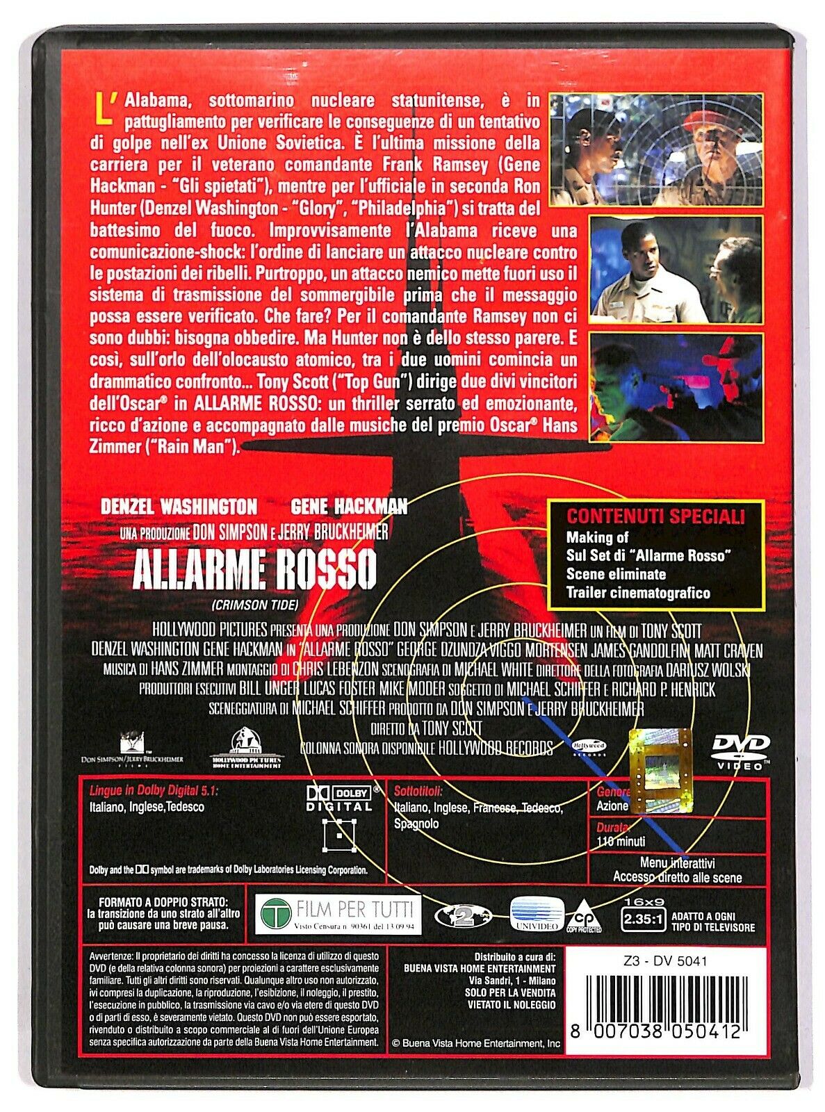 EBOND Allarme Rosso (1995) Con Denzel Washington, Gene Hackman DVD D580015