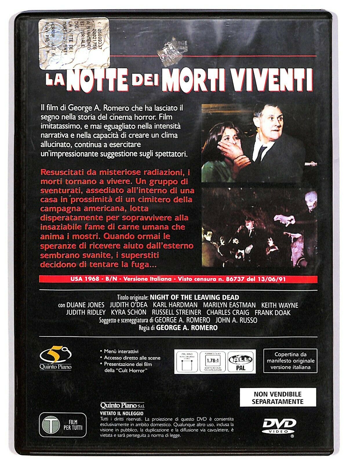 EBOND La Notte Dei Morti Viventi Di George A. Romero DVD Editoriale D580133