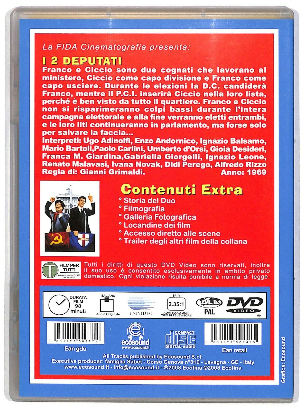 EBOND  I 2 Deputati Con Franco Franchi, Ciccio Ingrassia DVD D582016