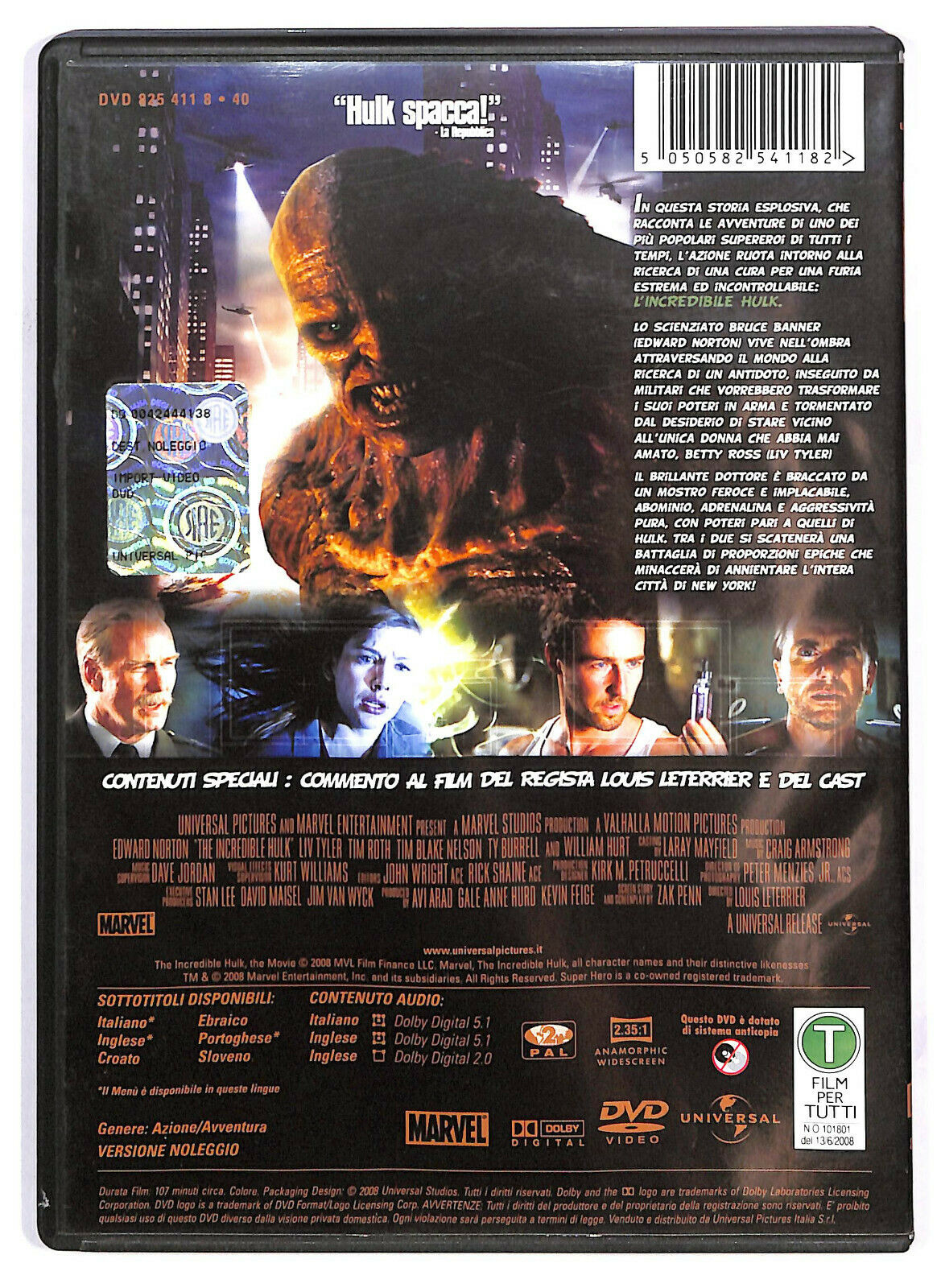 EBOND  L'incredibile Hulk  DVD  Ex Noleggio D582234