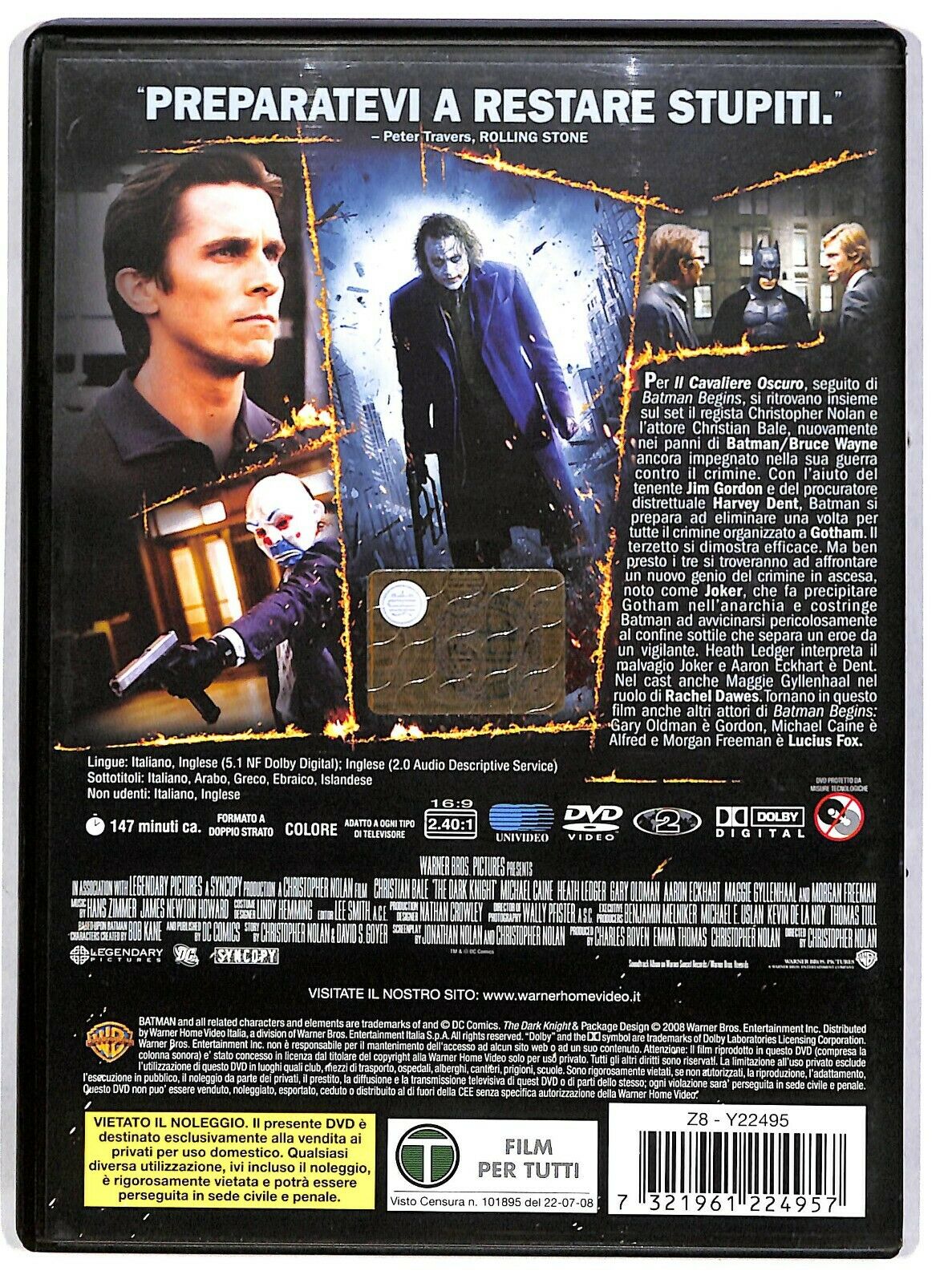 EBOND Il Cavaliere Oscuro Di Christopher Nolan DVD D584431