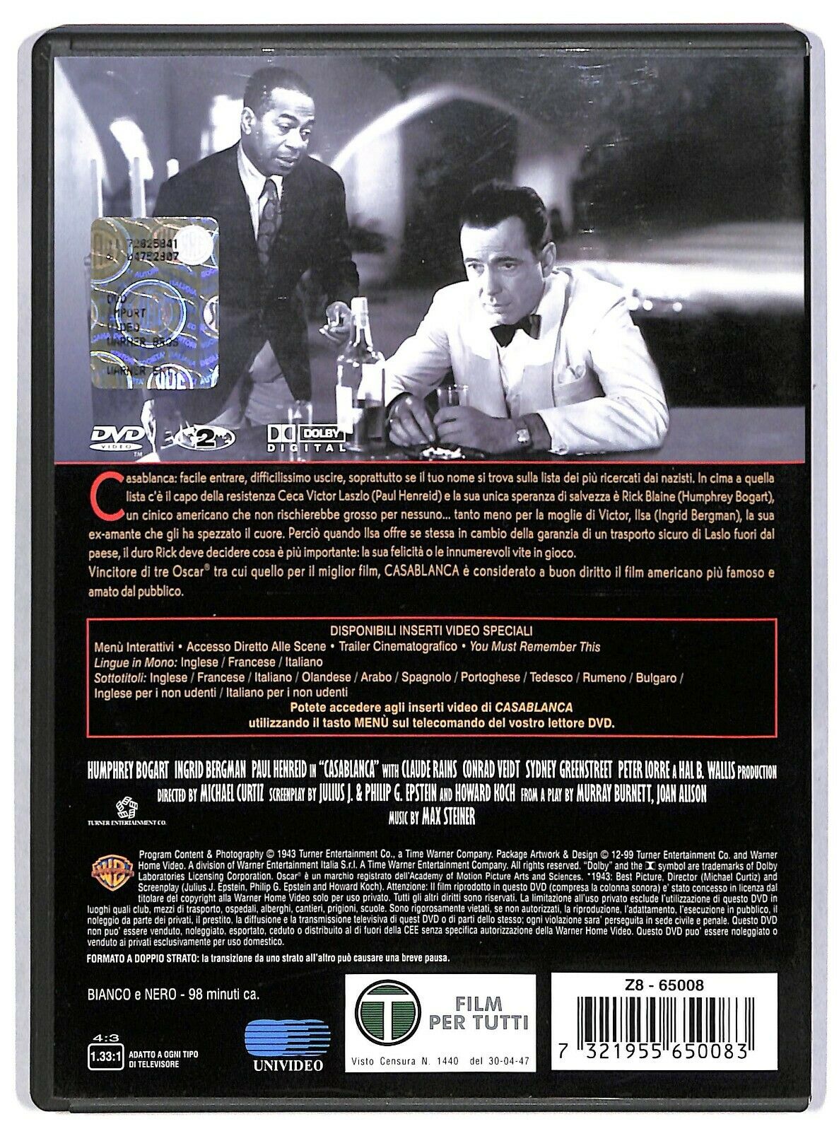 EBOND Casablanca (1942) Humphrey Bogart, Ingrid Bergman DVD D584450