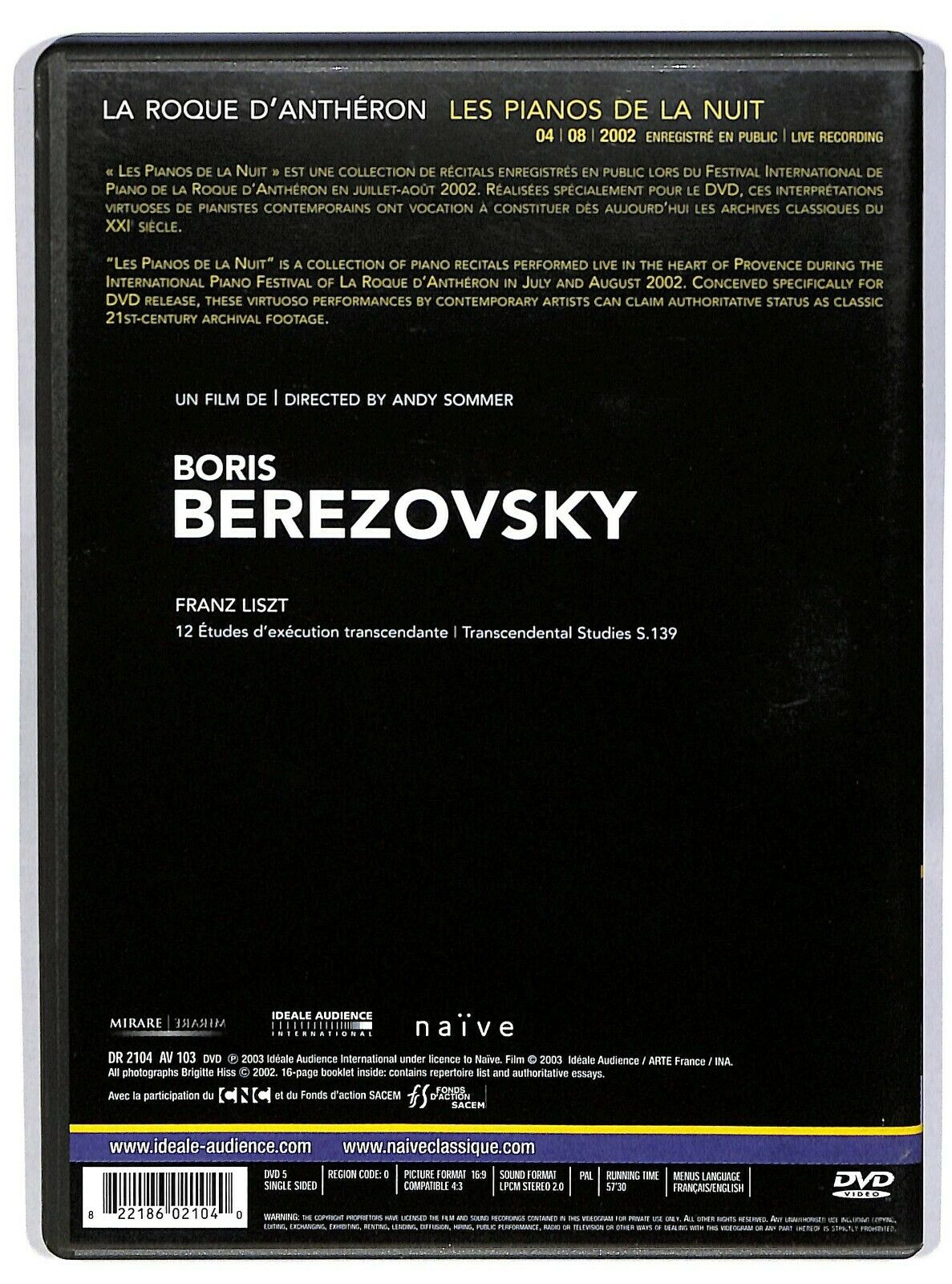 EBOND Boris Berezovsky Liszt La Roque D'antheron Les Pianos De Nuit DVD D584717