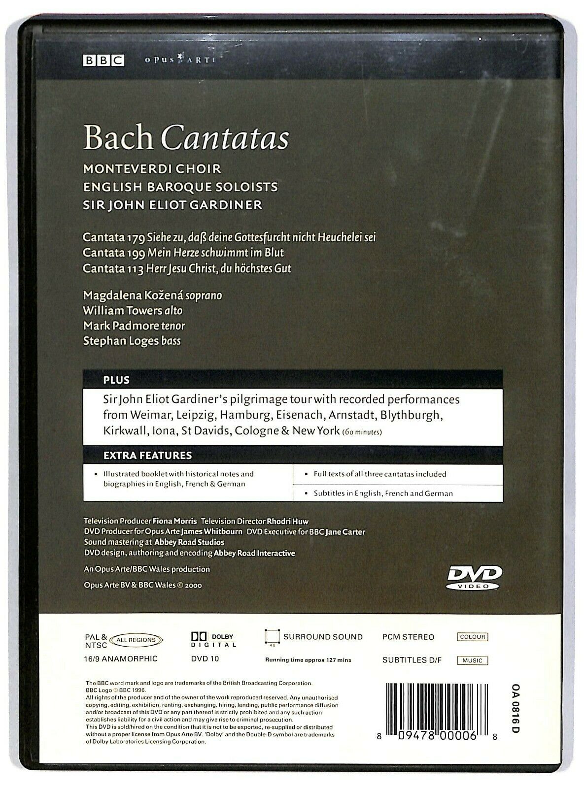 EBOND Bach Cantatas: Monteverdi Choir, Sir John Eliot Gardiner  DVD D584720