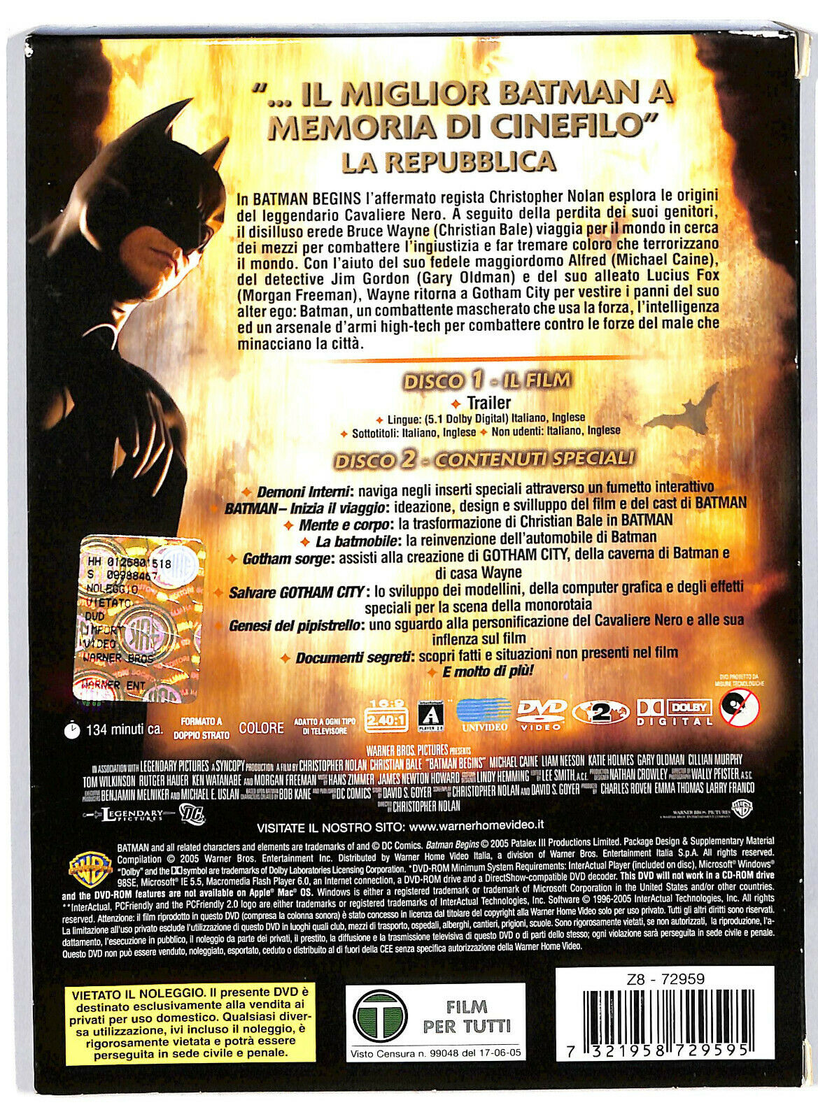 EBOND Batman Begins ( 2dvd)  DVD EDizione Speciale Lenticular D584810