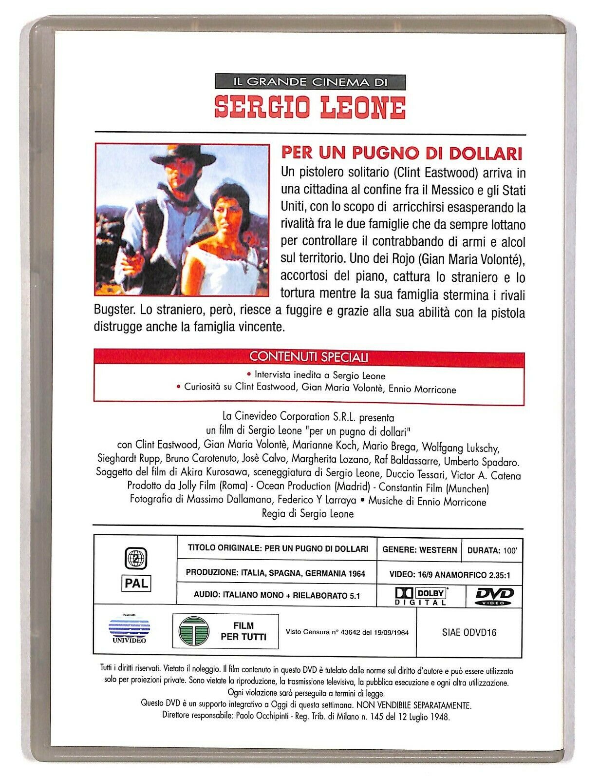 EBOND Per Un Pugno Di Dollari Di Sergio Leone DVD Editoriale D587404