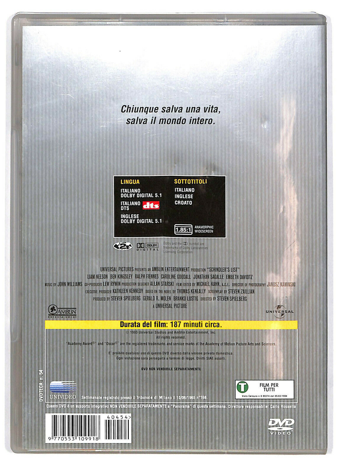 EBOND Schindler's List  DVD Editoriale D589037