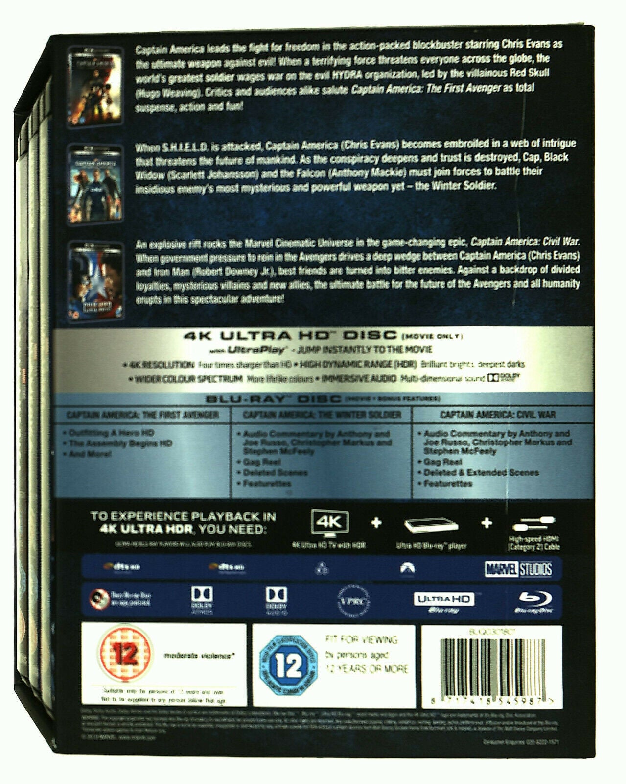 EBOND  Captain America: 3-movie Collection 4k Ultra Hd + BLURAY D591406