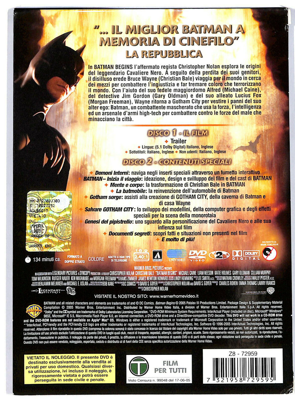 EBOND Batman Begins ( 2dvd) DVD EDizione Speciale Lenticular D592113