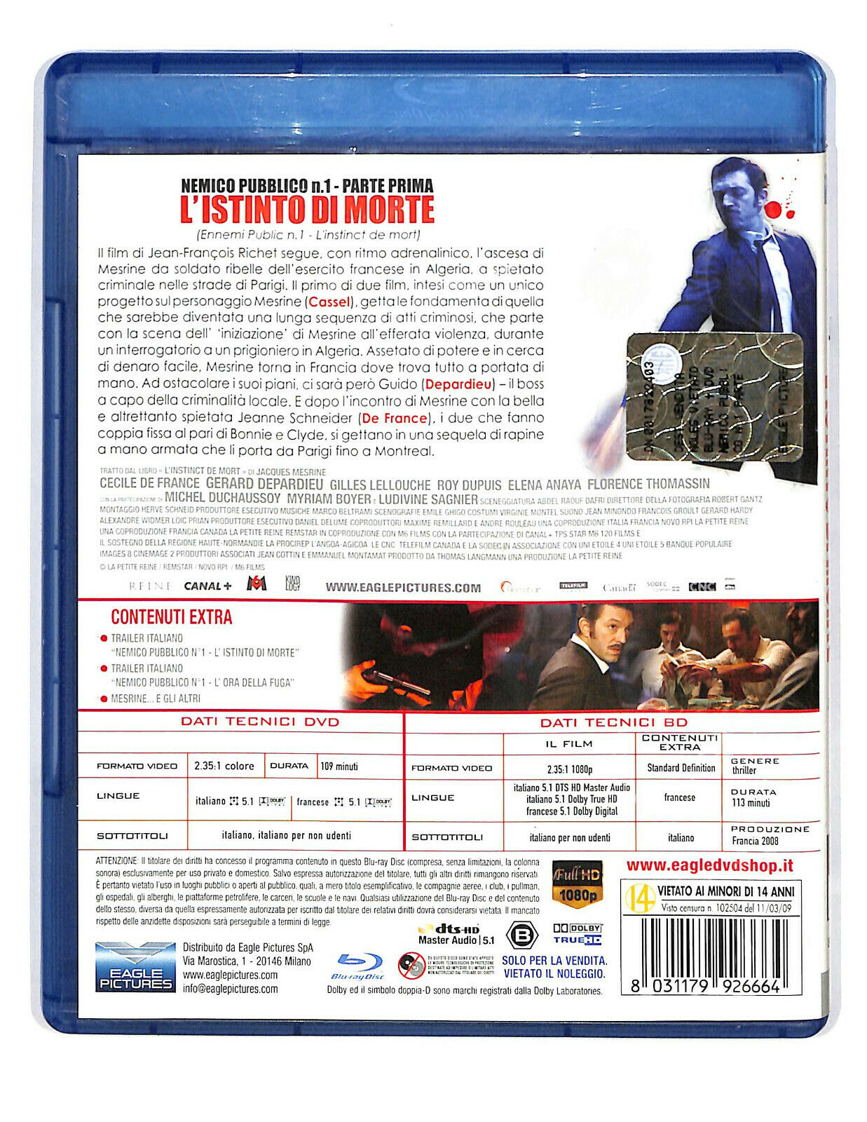 EBOND Nemico Pubblico N.1 Parte Prima L'istinto Di Morte BLURAY D594349