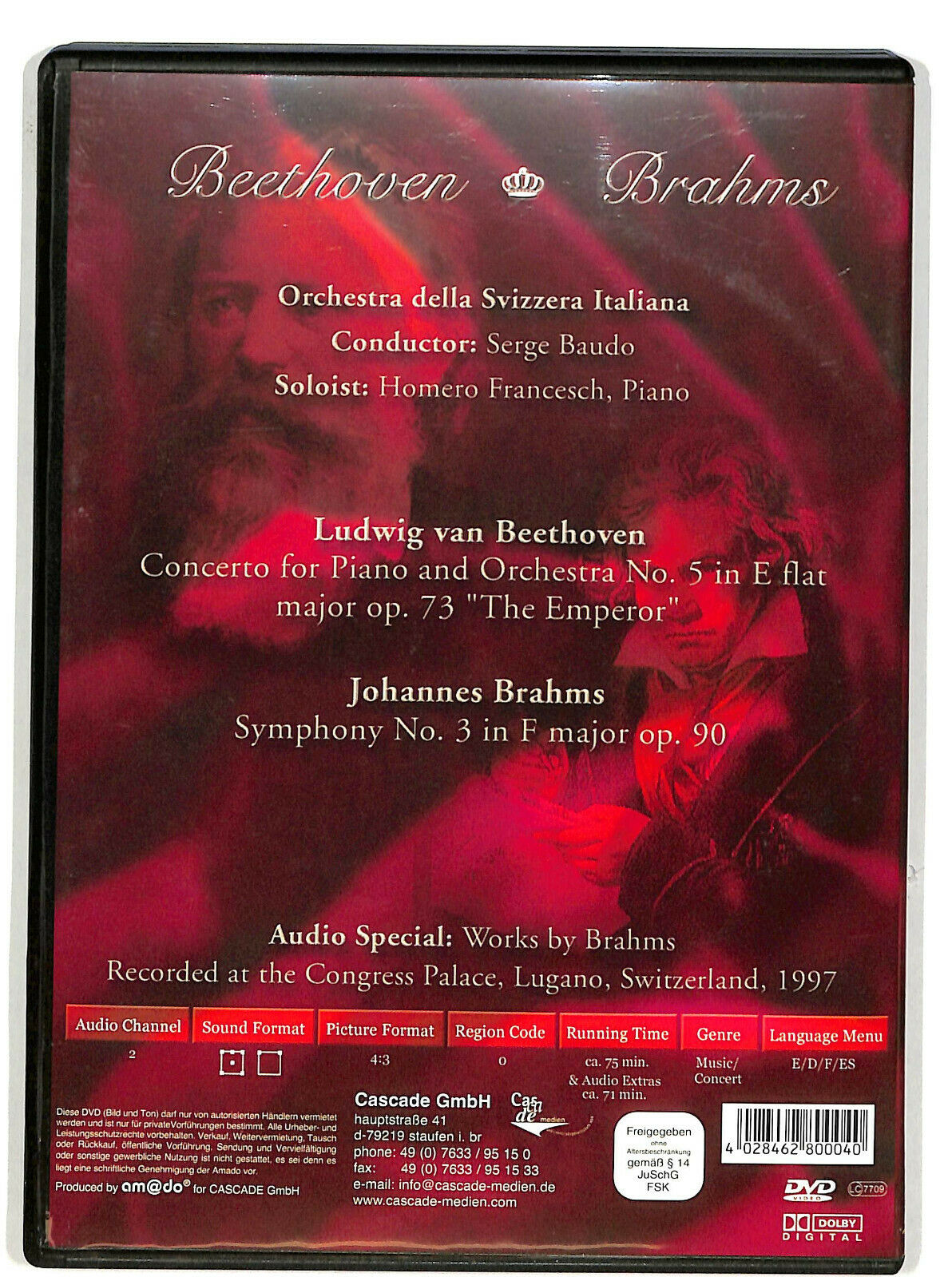 EBOND Piano Concerto No. 5 Op.73 the Emperor Symphony No.3 Op.90   DVD D600902