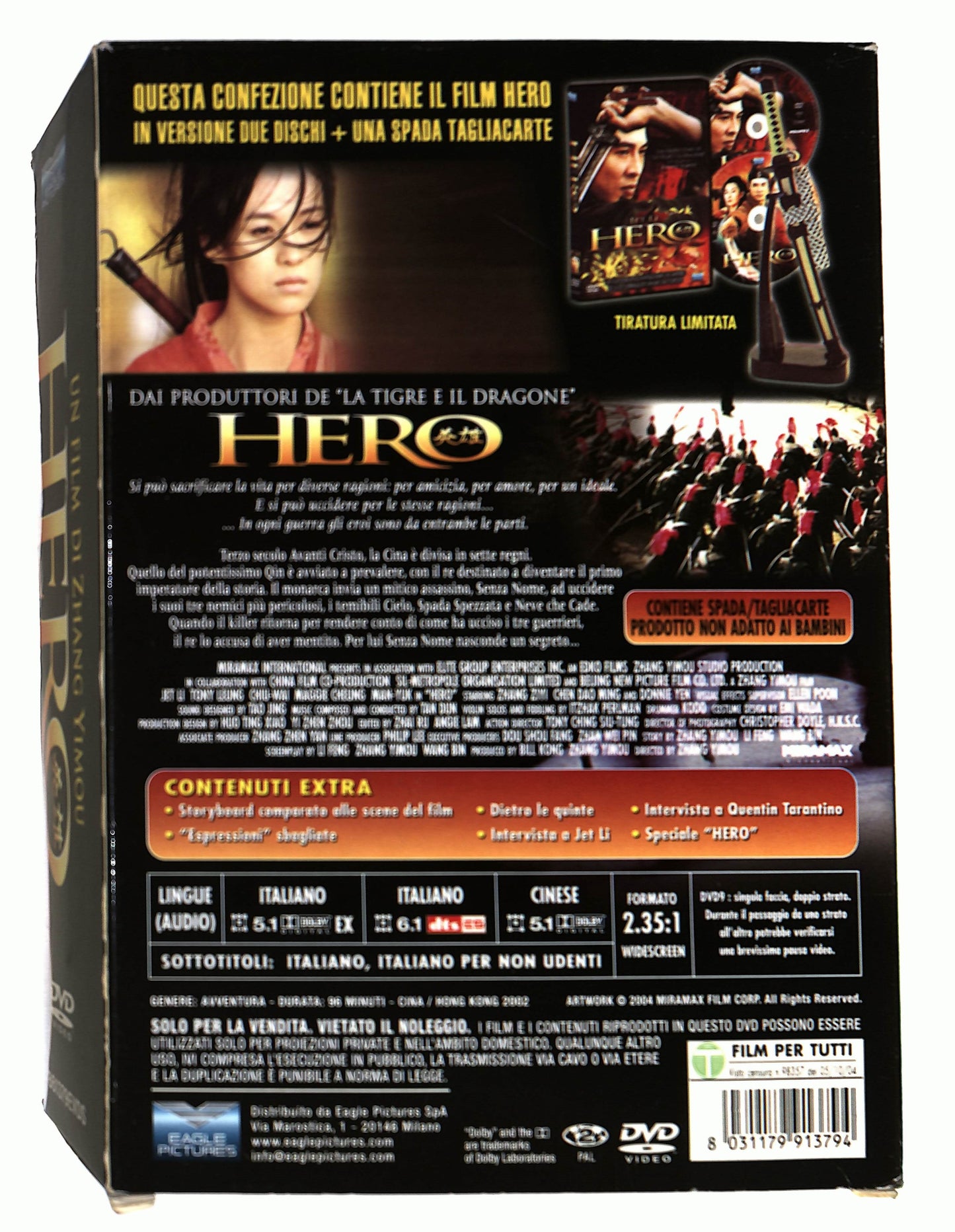 EBOND Jet Li Hero  ( 2 dischi ) +gaget DVD D602166