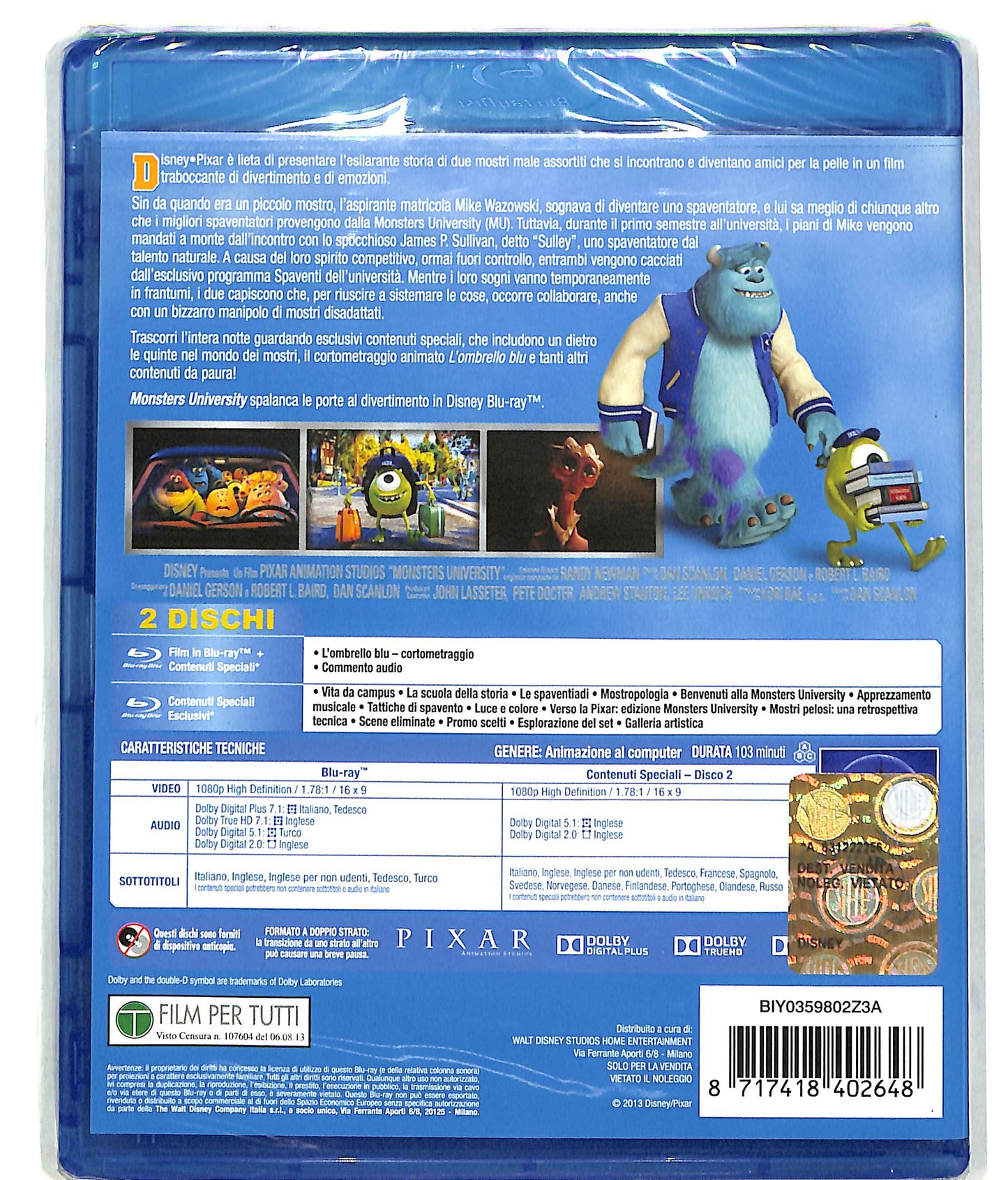 EBOND Monsters University (2 BLURAY) BLURAY D607933