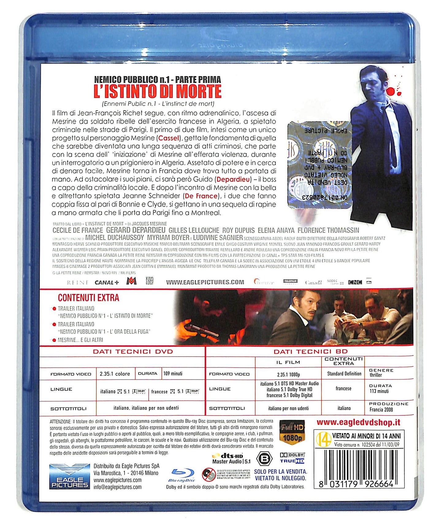 EBOND Nemico Pubblico N. 1 Parte 1 L'istinto di Morte (BLURAY+dvd) BLURAY D607934