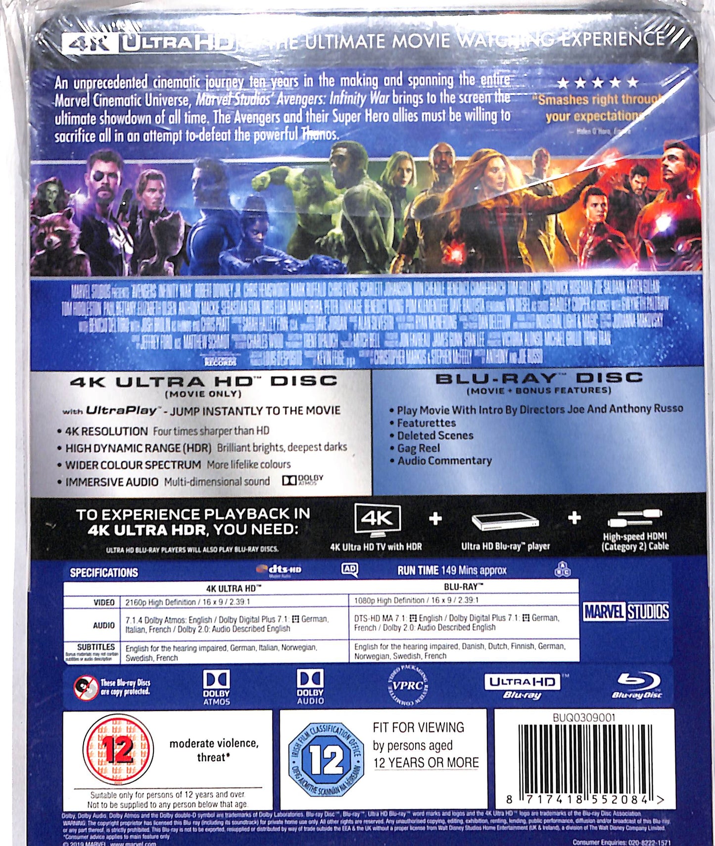 EBOND avengers - infinity war - 4k ultra HD + blu-ray BLURAY D609963