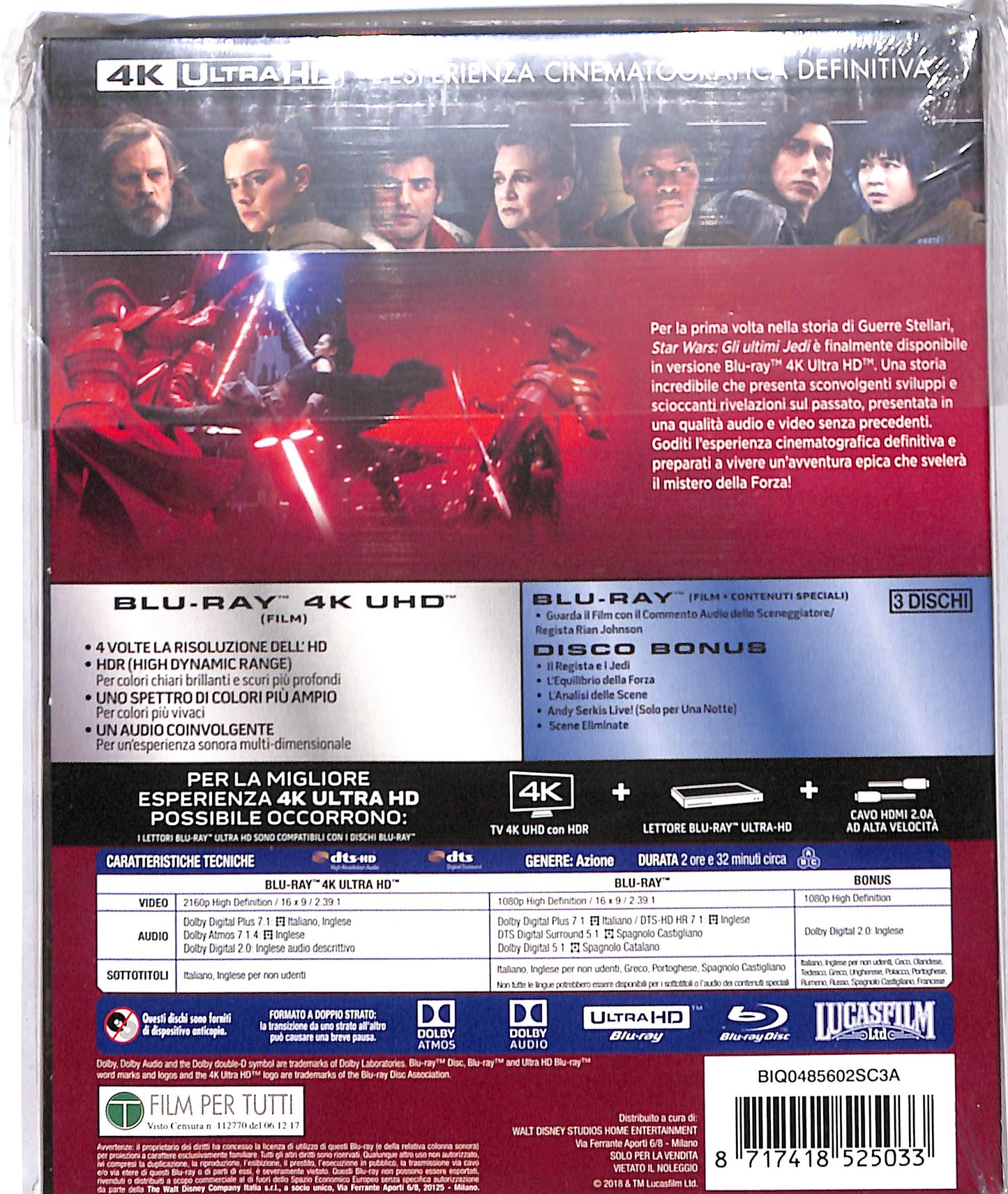 EBOND star wars , gli ultimi jedi - 4k ultra HD + blu-ray BLURAY D609966