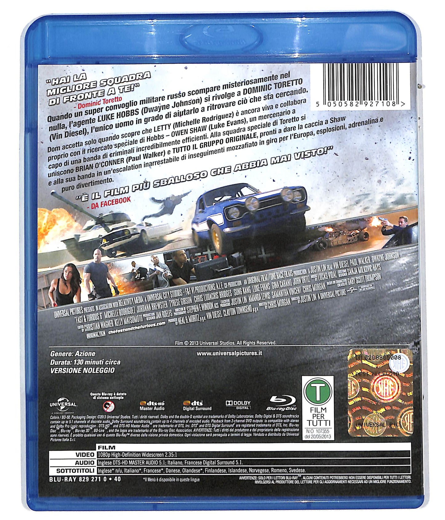 EBOND Fast & Furious 6 Noleggio BLURAY D610064