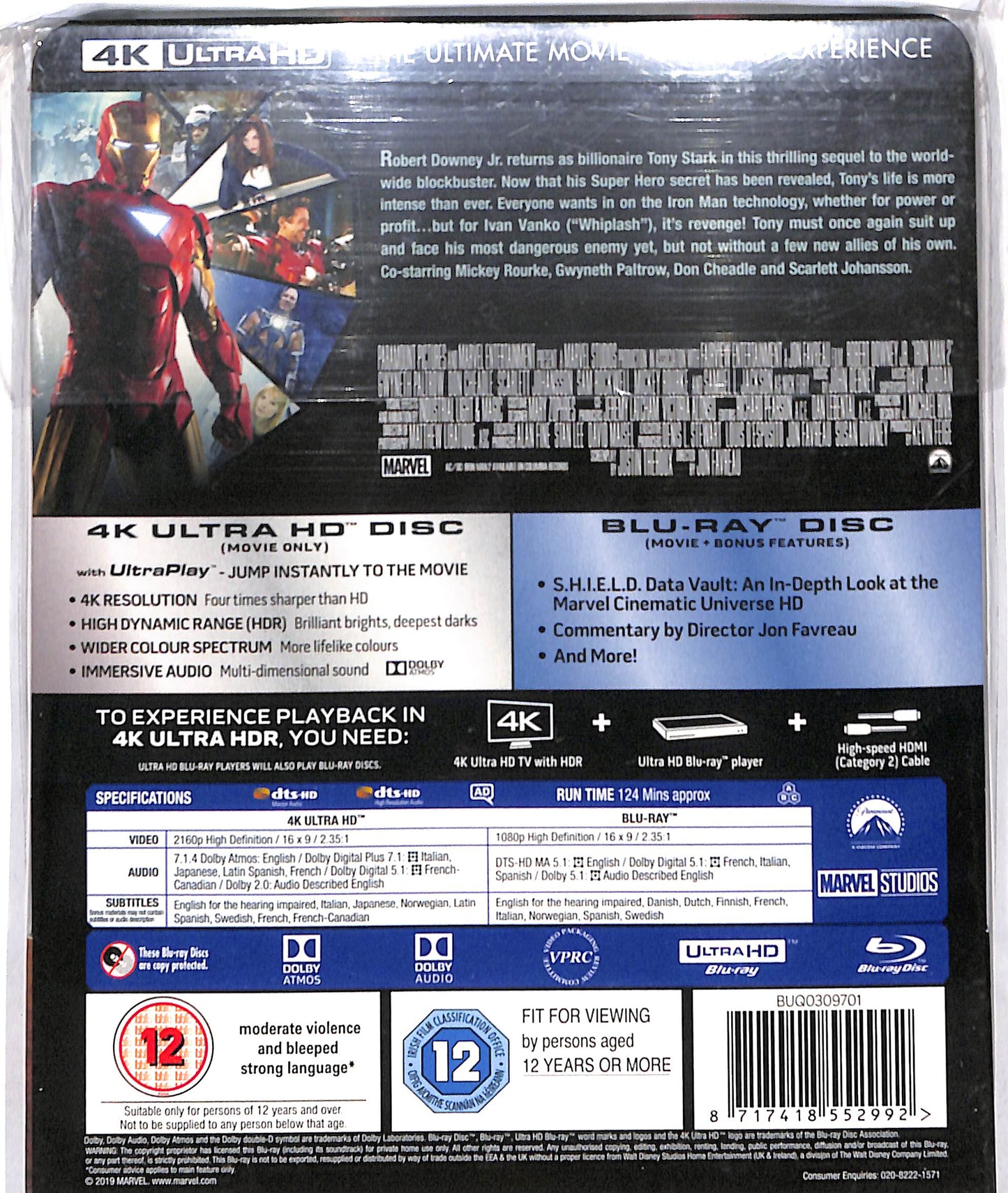 EBOND iron man 2 - 4k ultra HD BLURAY D610232