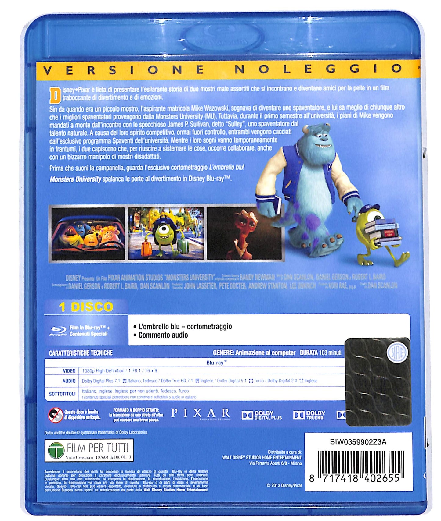 EBOND monsters university - noleggio BLURAY D610556