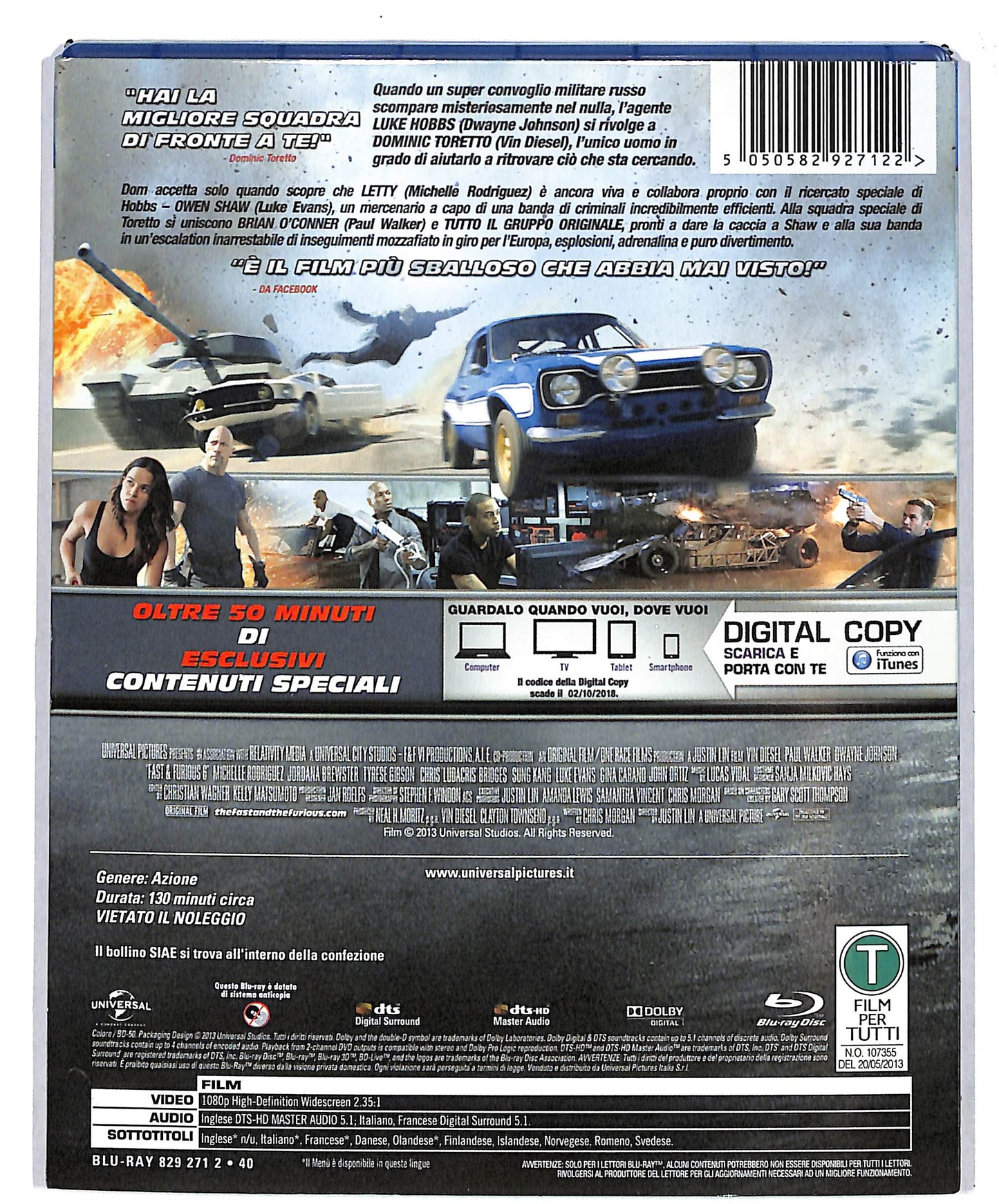 EBOND Fast & Furious 6 - non contiene Copy Digital  BLURAY D624135