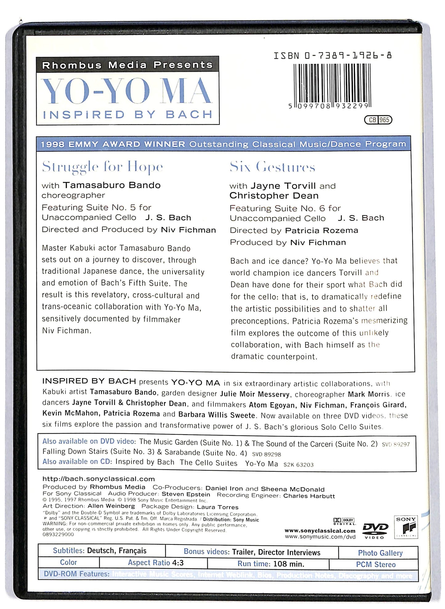 EBOND Yo-Yo Ma ispired by Bach vol.3  DVD D626606