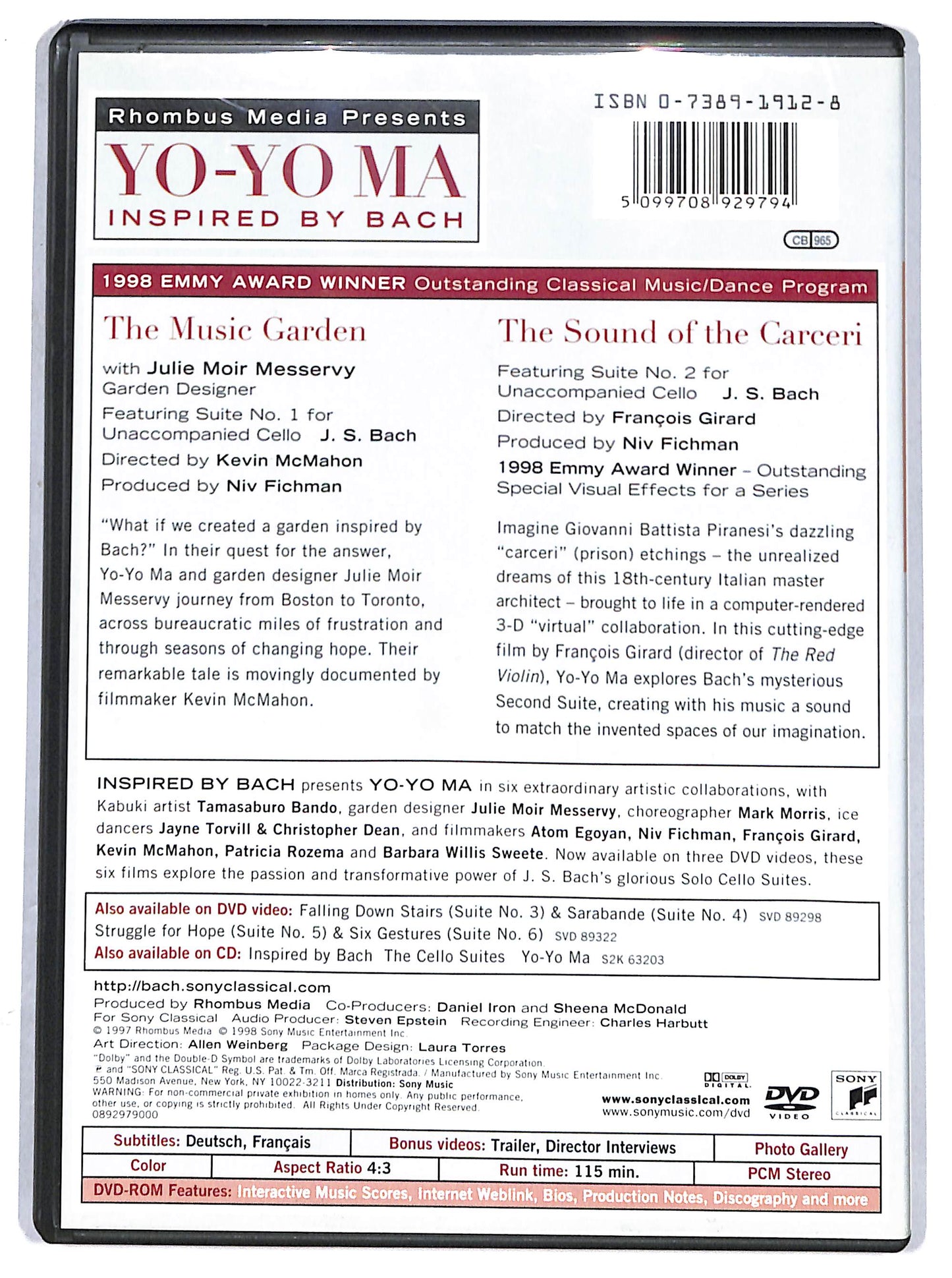 EBOND Yo-Yo Ma - Bach: Inspired By Bach Vol.1 DVD D628412