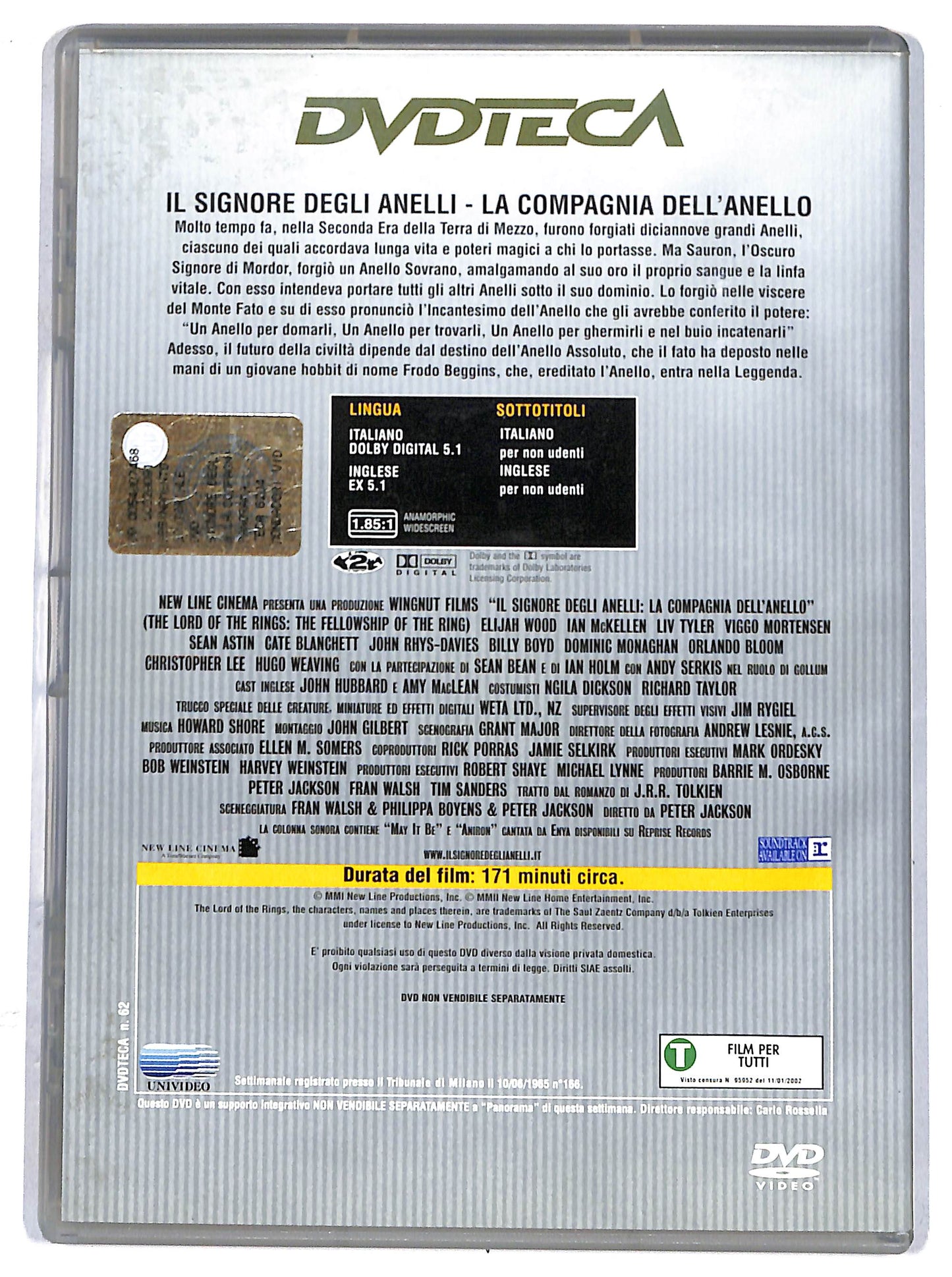 EBOND Il Signore degli Anelli - La Compagnia dell'Anello  EDITORIALE DVD D630449