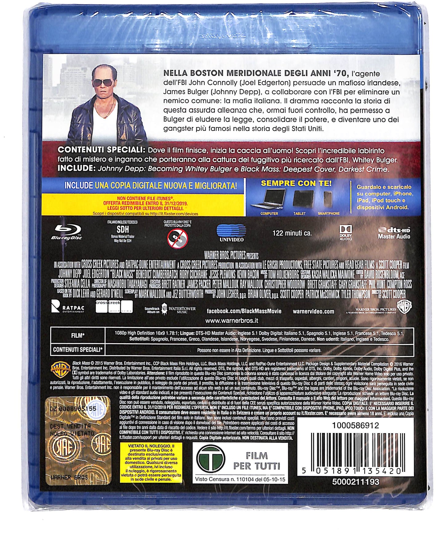 EBOND Black Mass  L'ultimo gangster + Copia Digitale BLURAY D634121