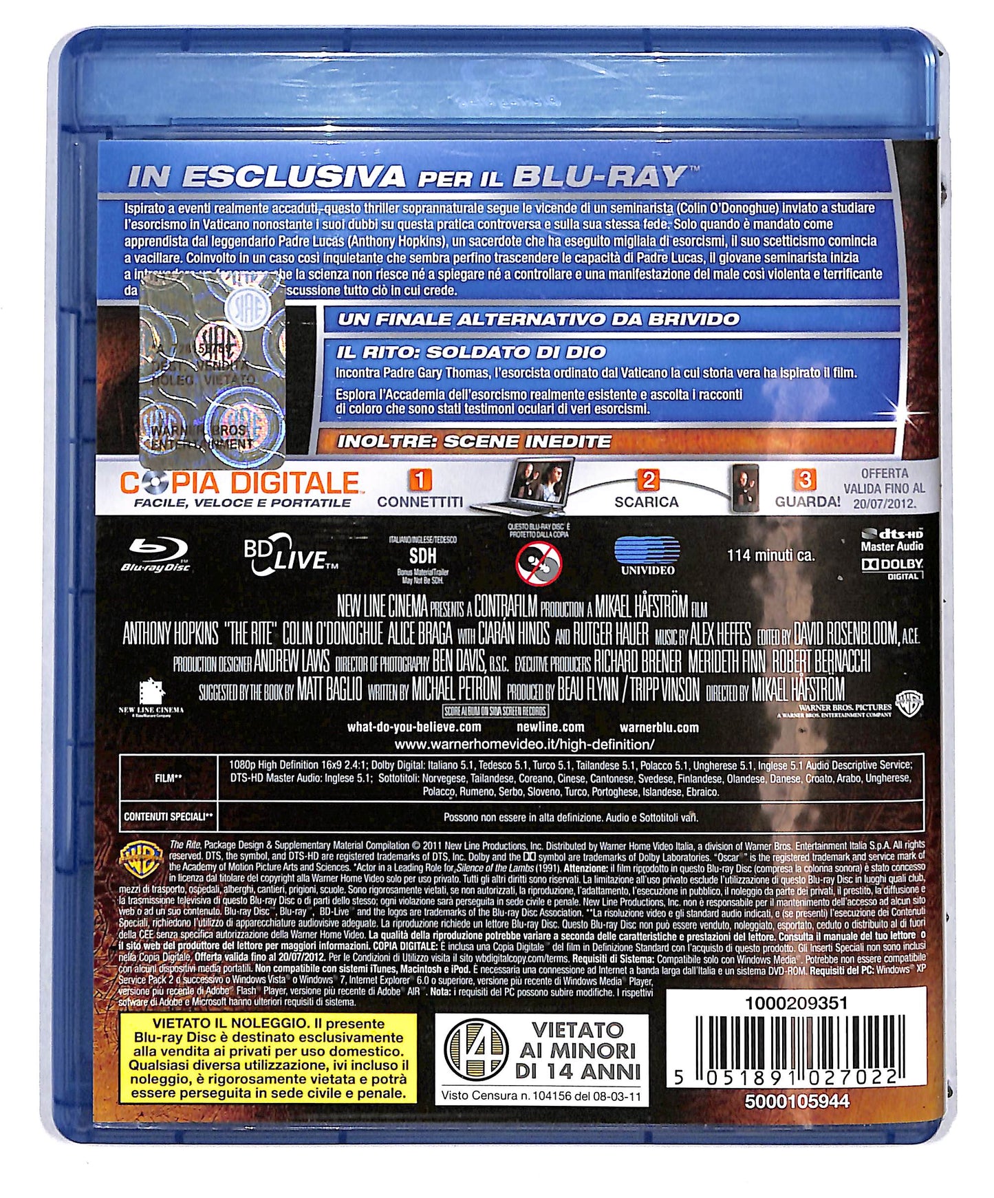 EBOND Il Rito Non contiene copia digitale BLURAY D634134