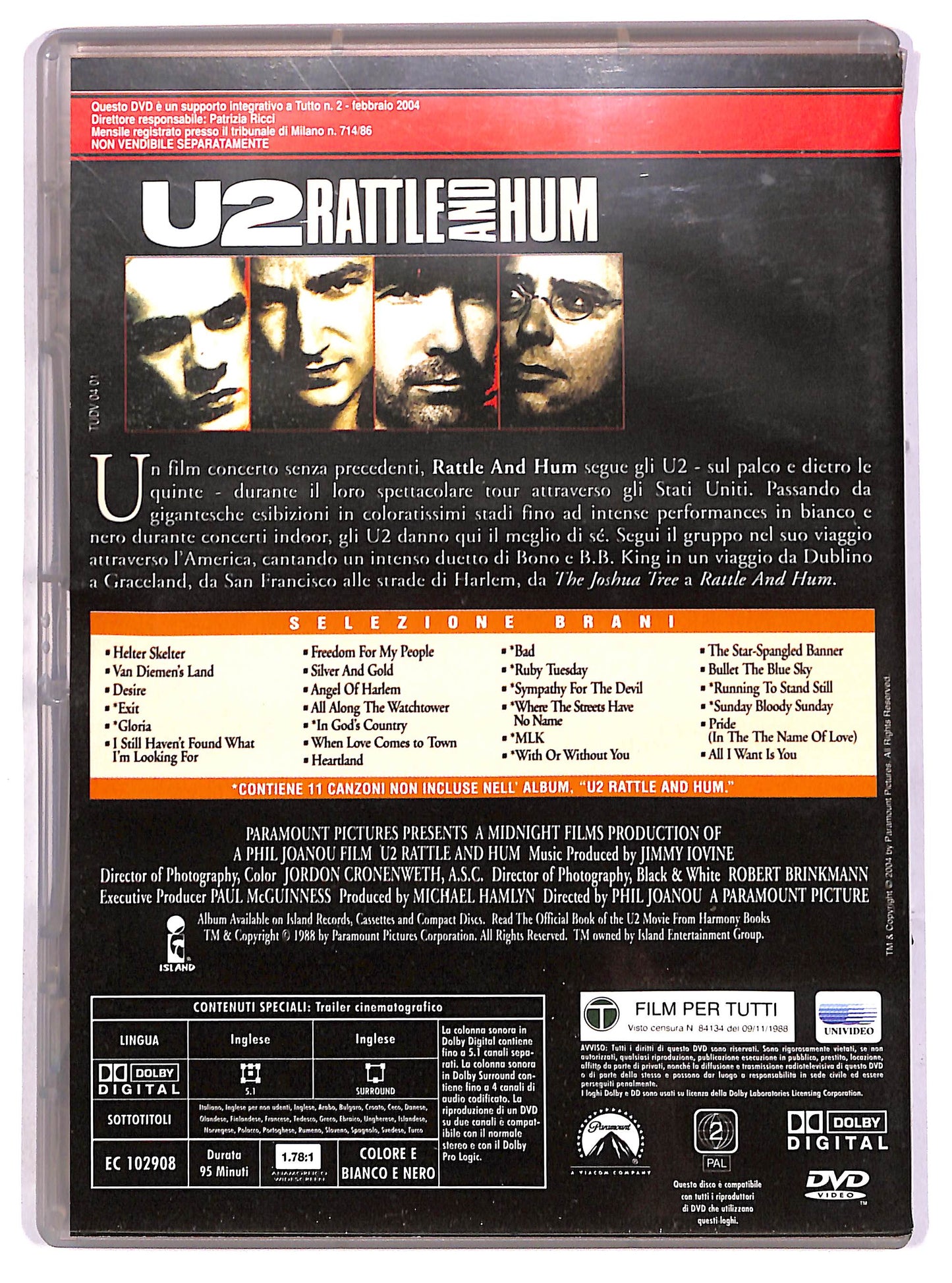 EBOND U2 – Rattle And Hum EDITORIALE DVD D634904