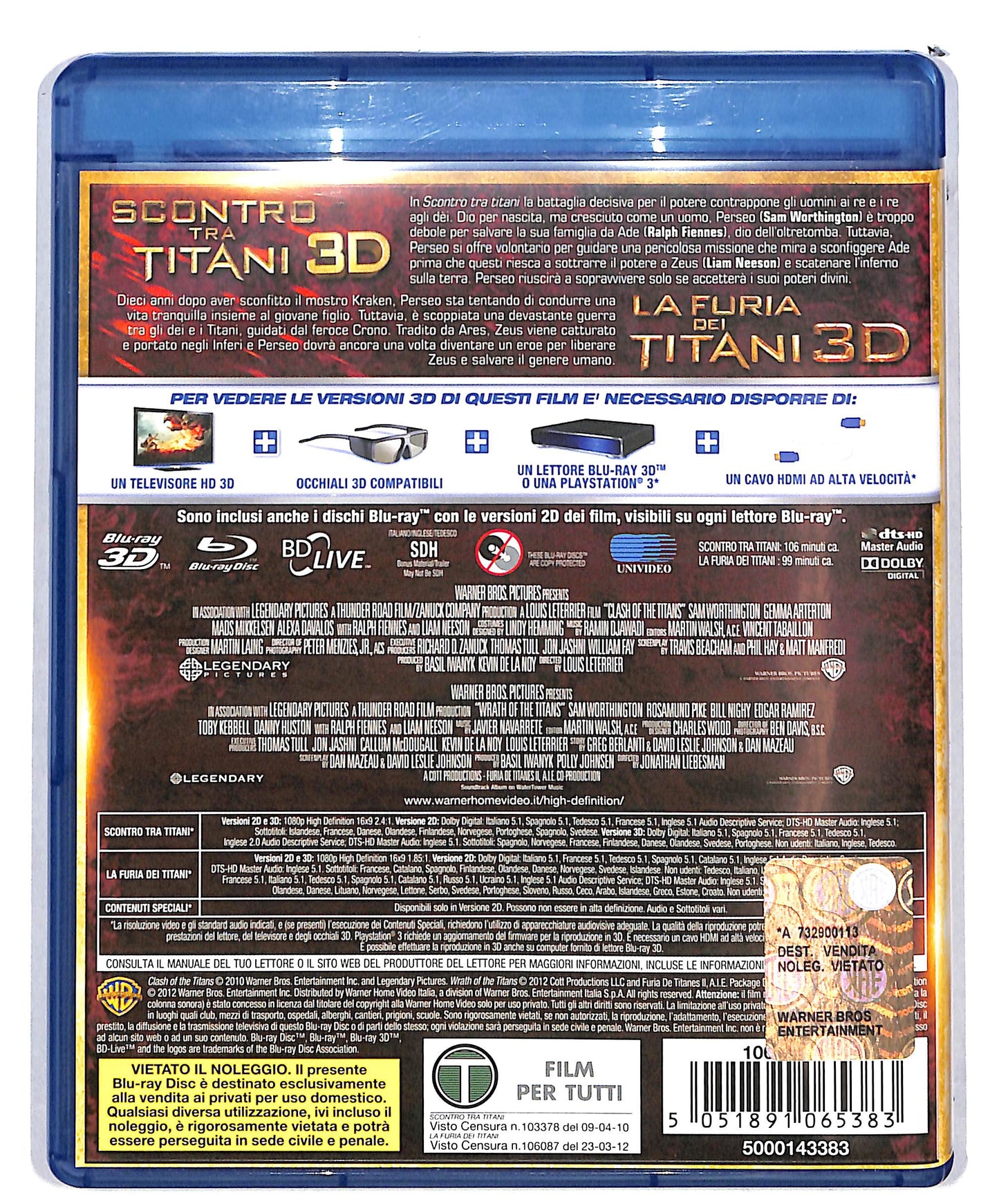 EBOND La furia dei Titani + Scontro tra Titani  BLURAY 3D BLURAY D635159