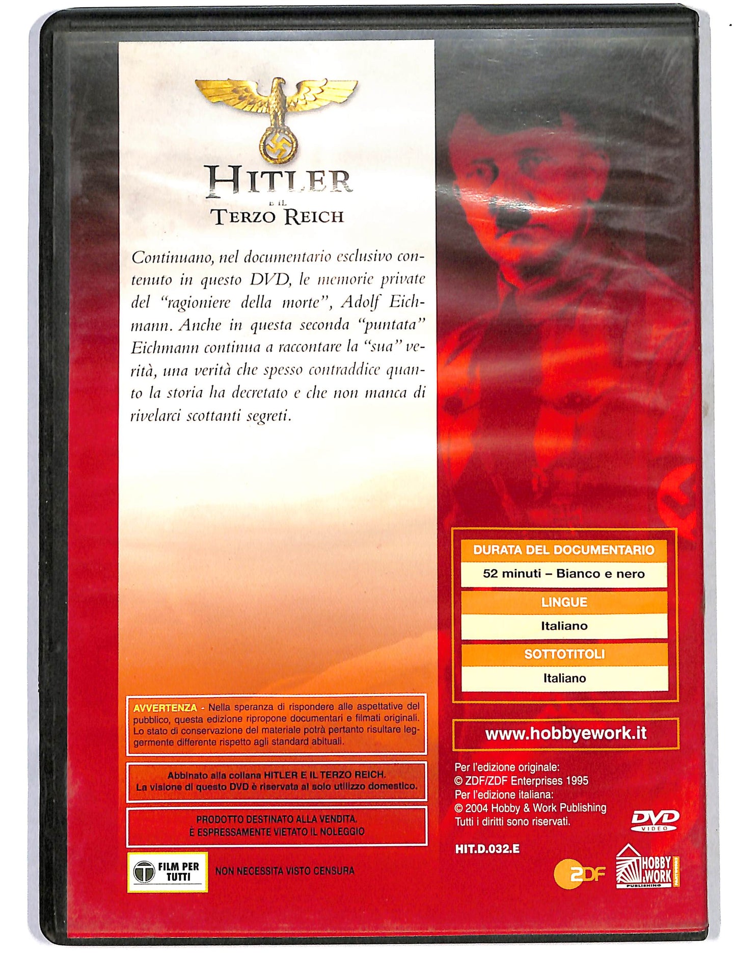 EBOND Le memorie segrete di Eichmann Non mi pento di nulla  EDITORIALE DVD D636004