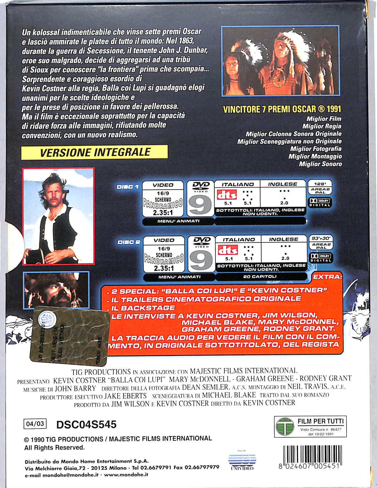 EBOND Balla coi lupi 2 dischi  EDIZIONE SPECIALE DVD D638045