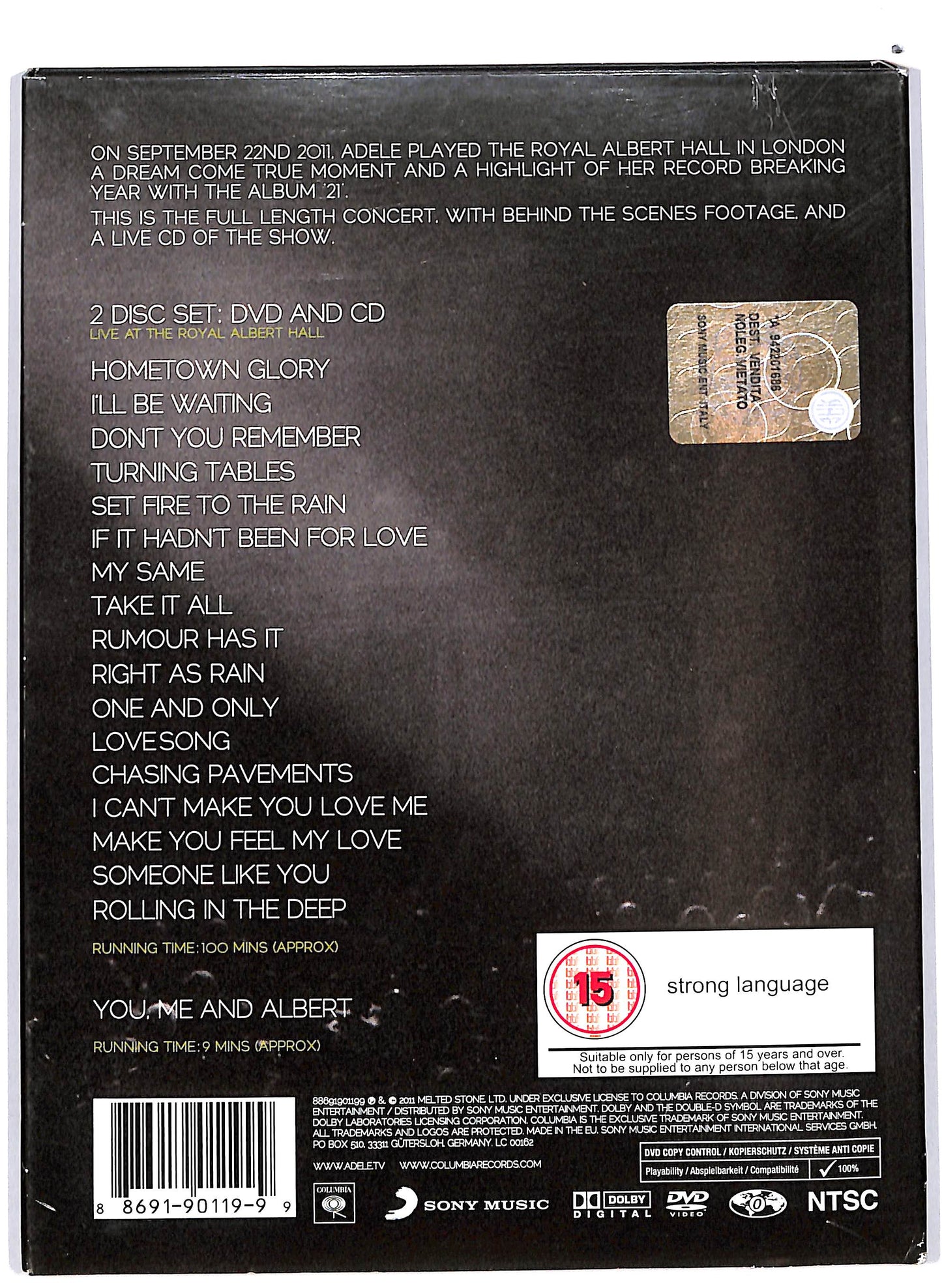 EBOND Adele Live At The Royal Albert Hall DIGIPACK DVD + CD D639813