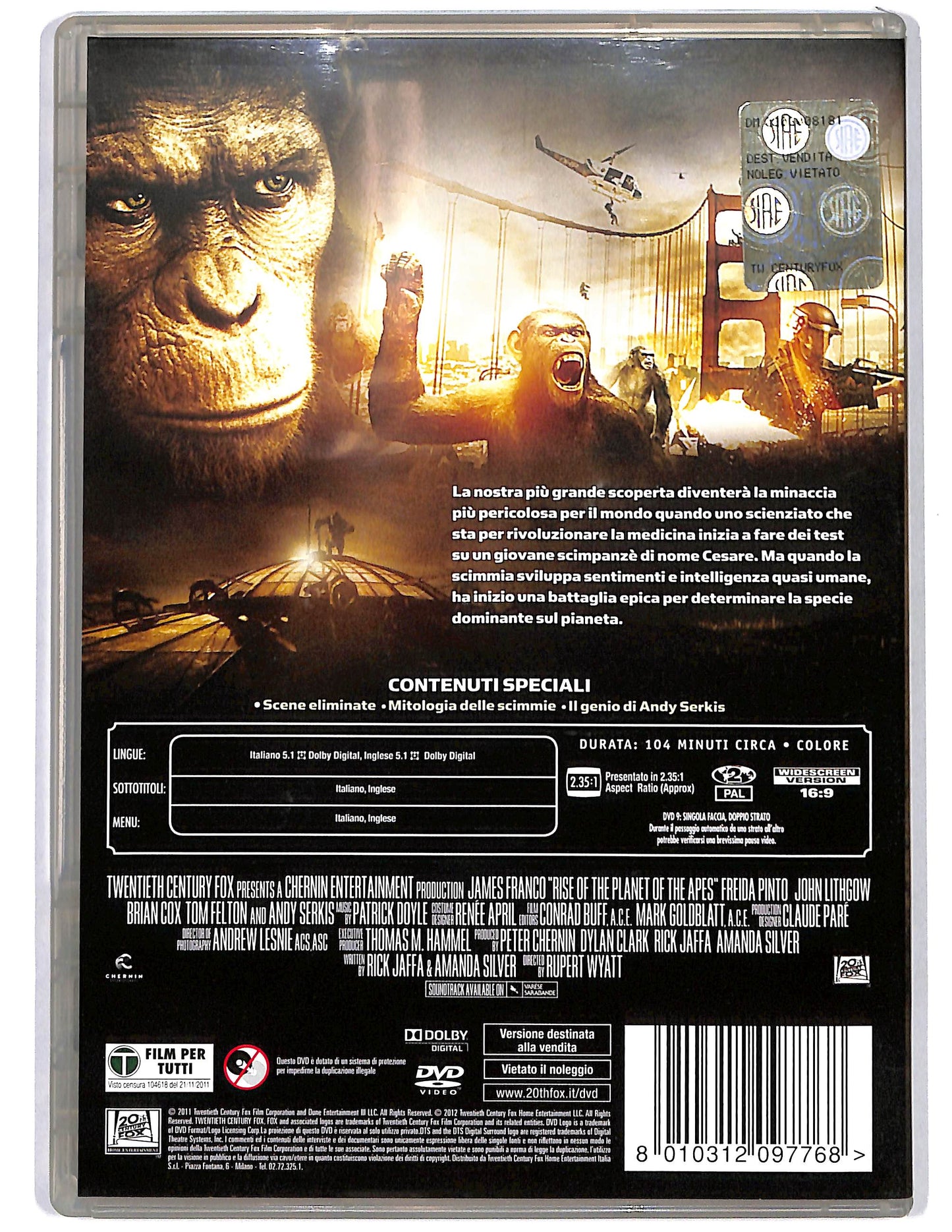 EBOND L'alba del pianeta delle scimmie  DVD D646325