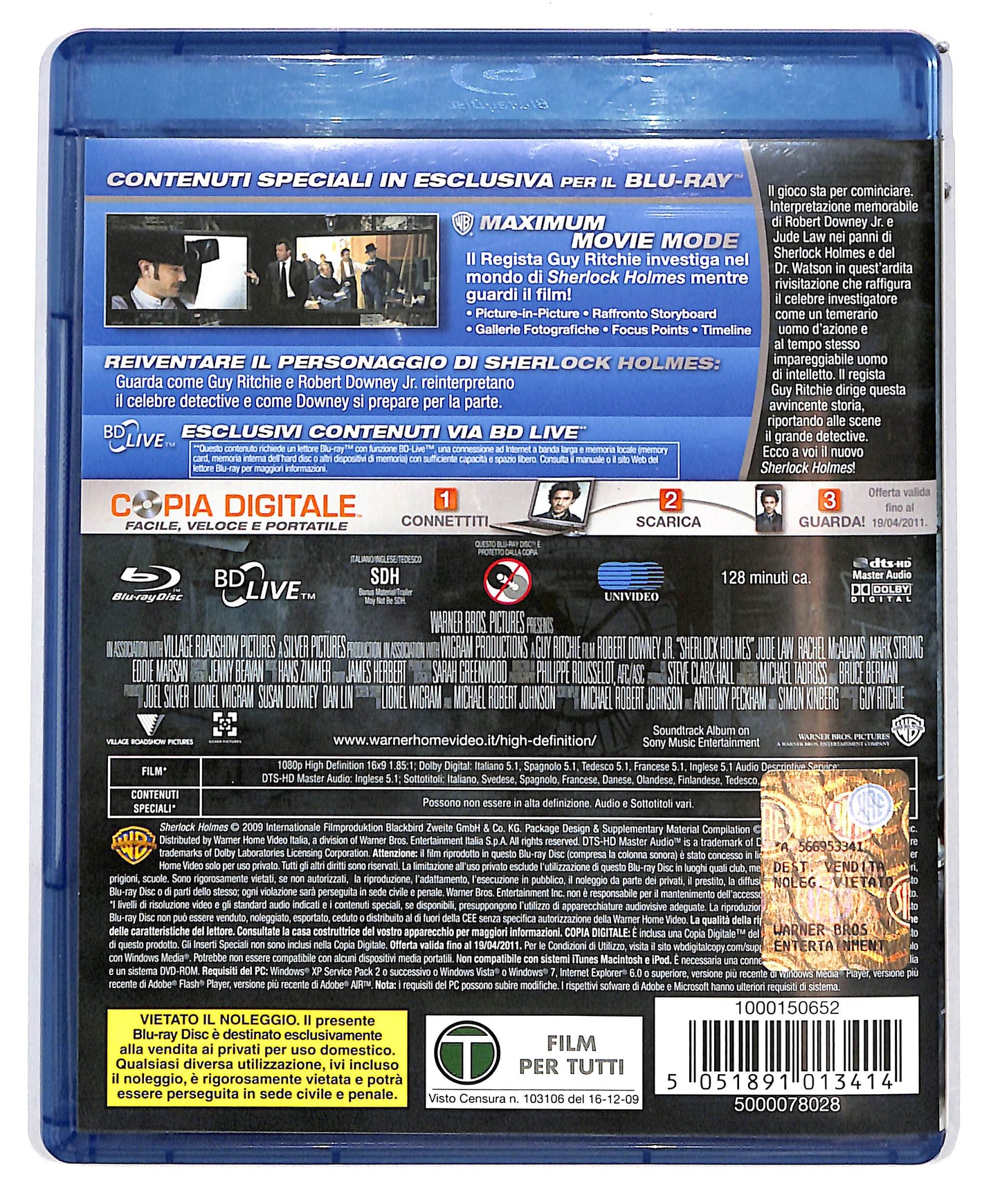 EBOND Sherlock Holmes DVD + BLURAY no copia digitale BLURAY D649406