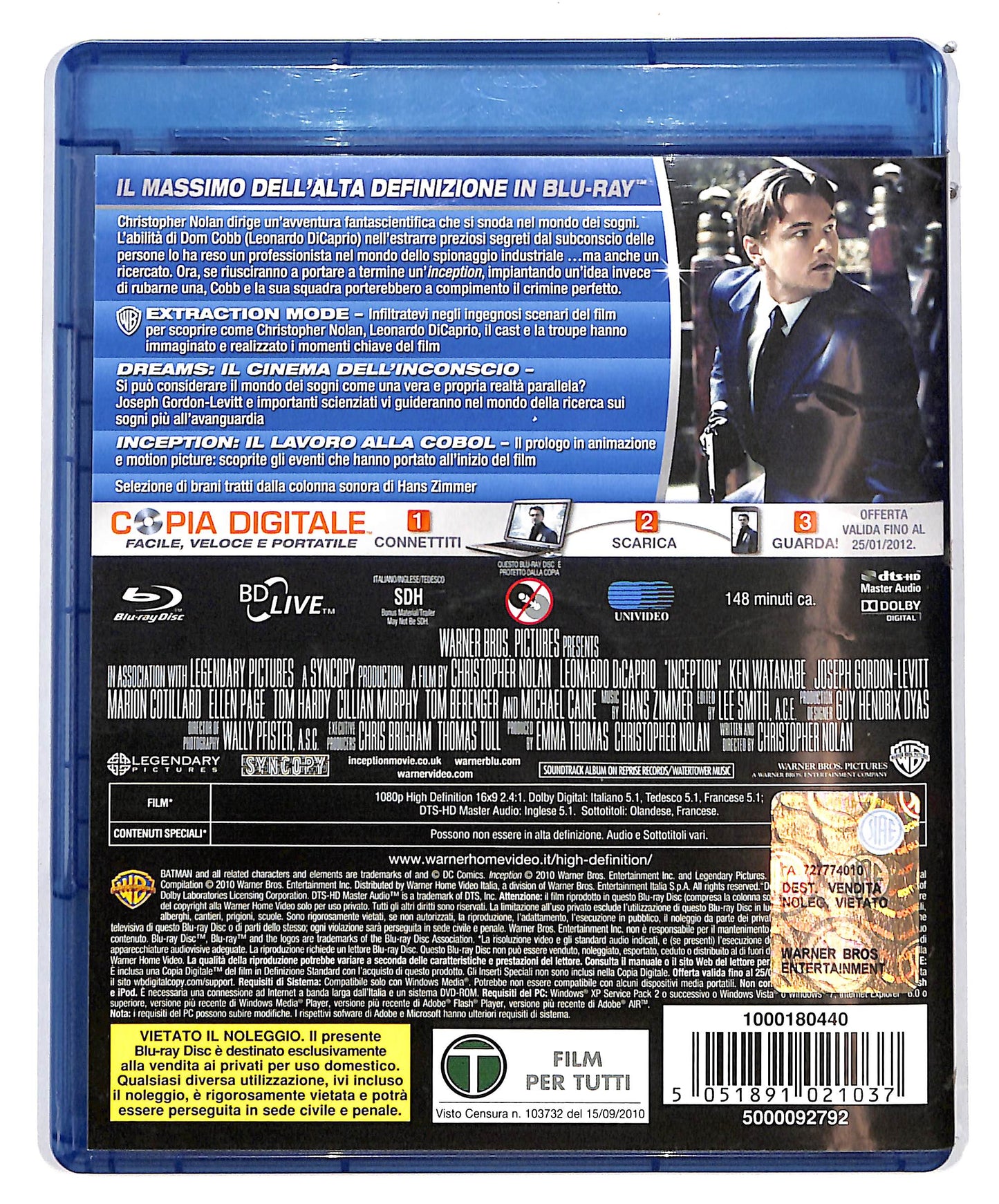 EBOND Inception 2 BLURAY + DVD non copia digitale BLURAY D649410