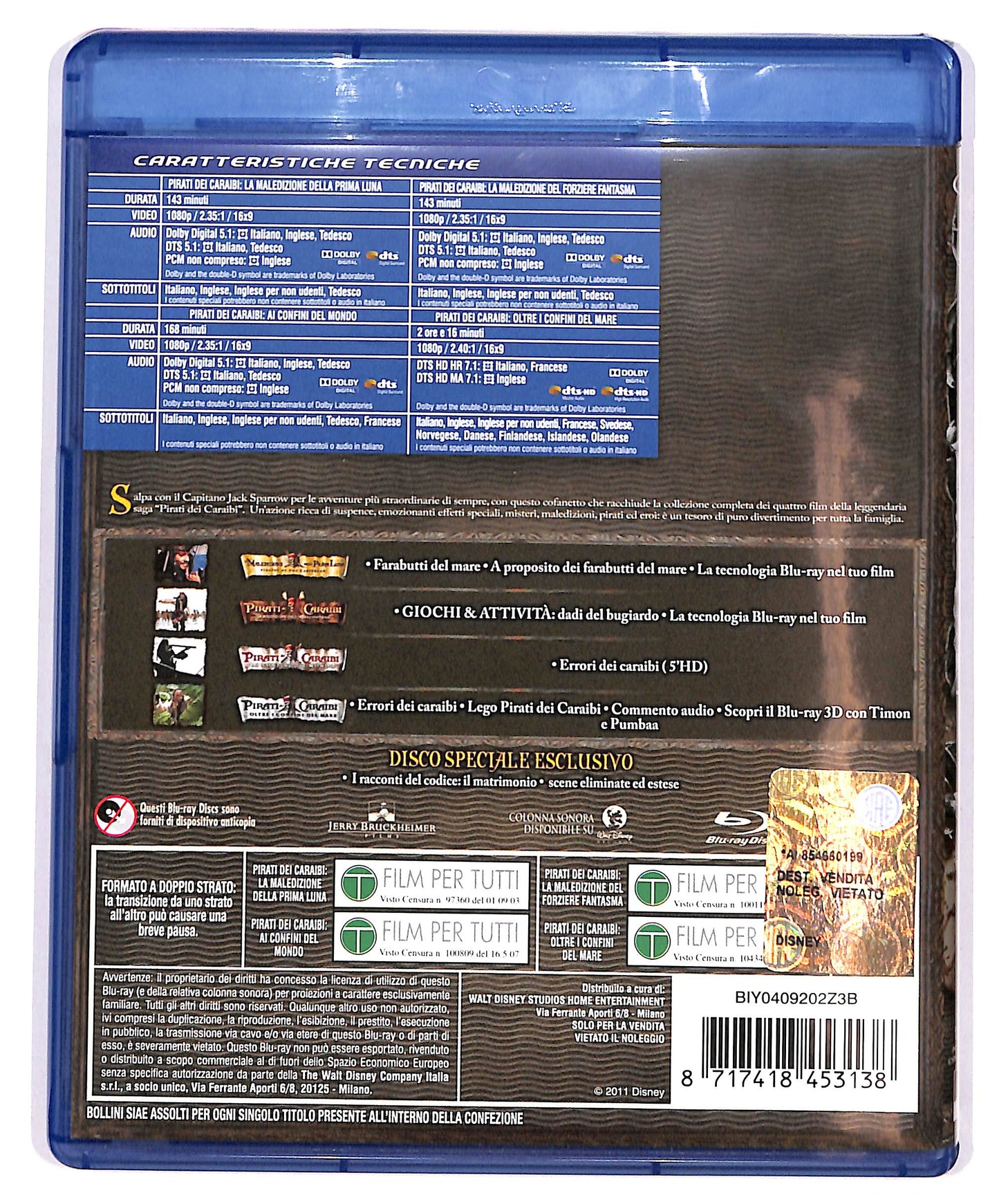 EBOND Pirati Dei Caraibi Collezione quattro film BLURAY + Bonus Disc BLURAY D656852