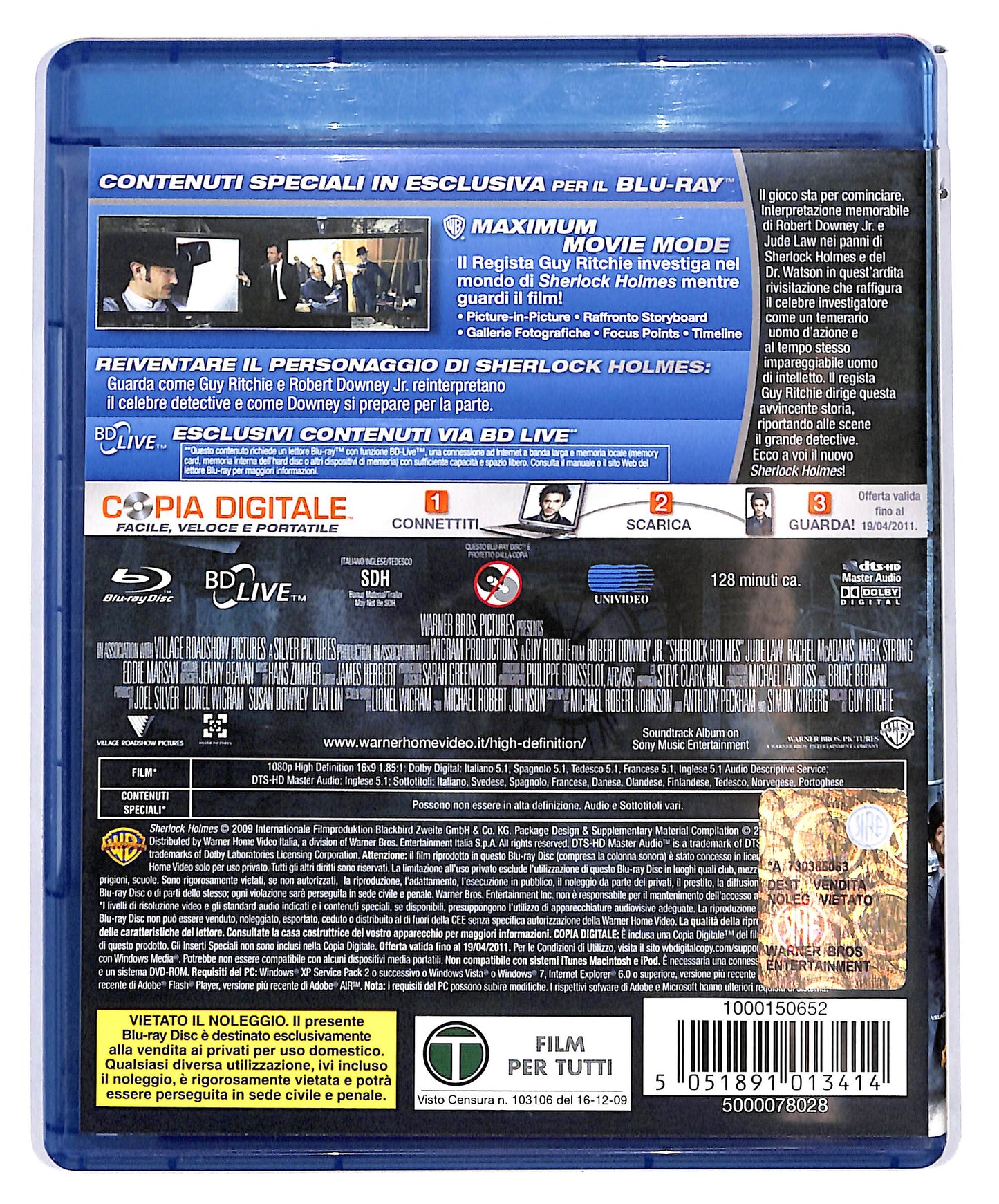 EBOND Sherlock Holmes DVD - No Copia Digitale + BLURAY D657633