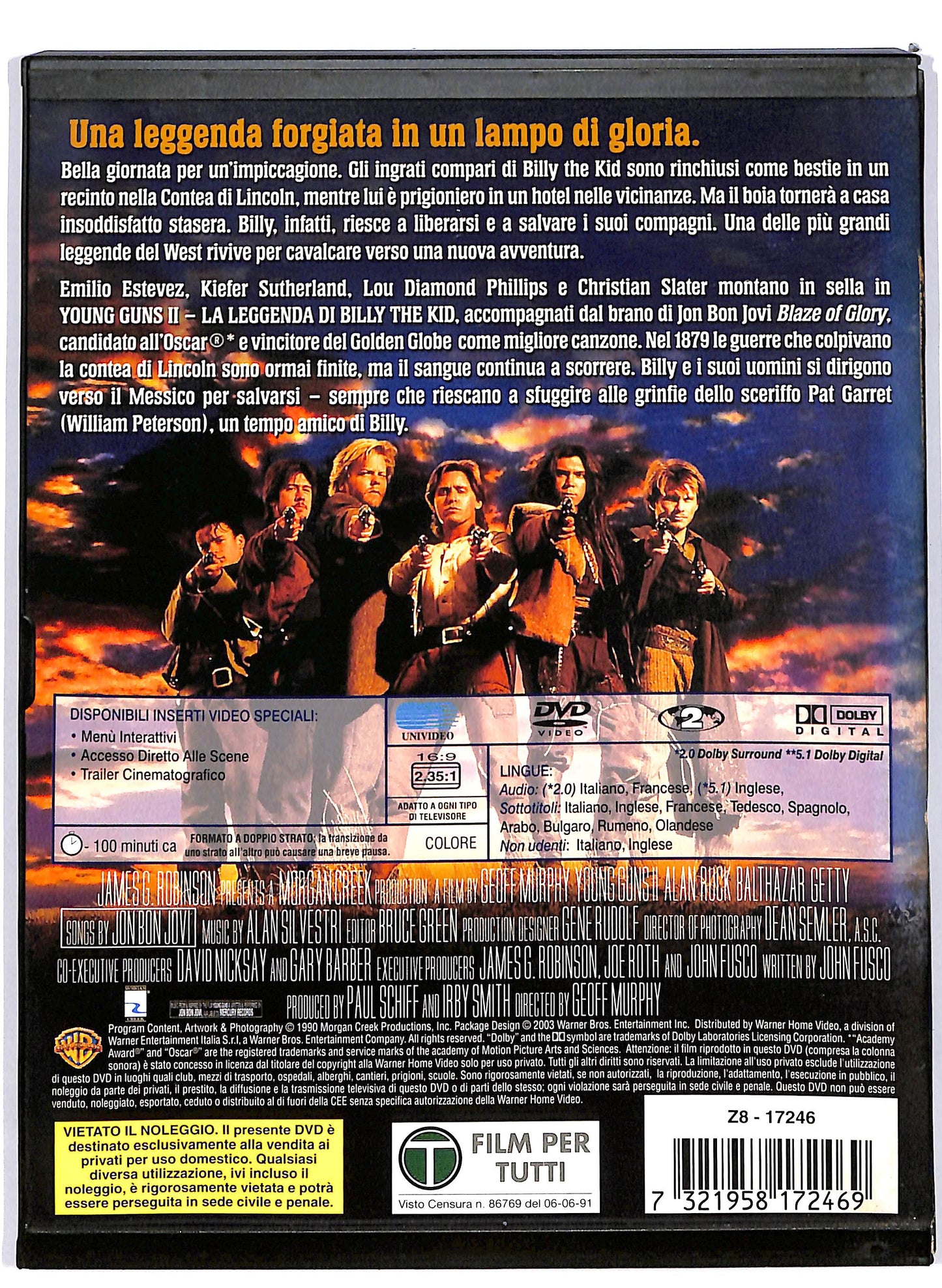 EBOND Young Guns II - La leggenda di Billy the Kid SNAPPER DVD D658738