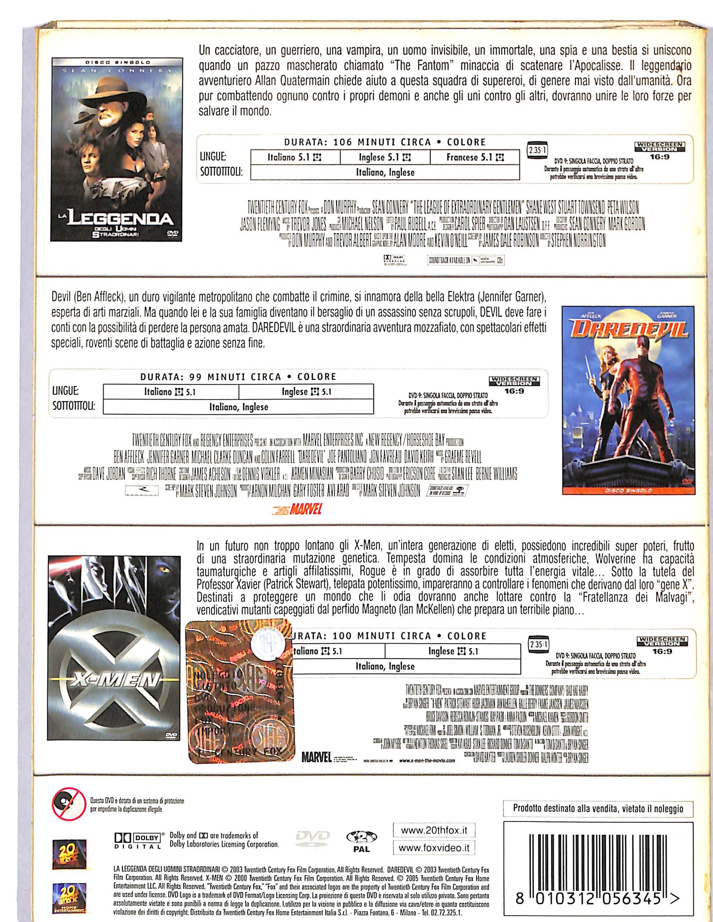 EBOND La leggenda degli uomini straordinari - Daredevil - X Men DVD D659139