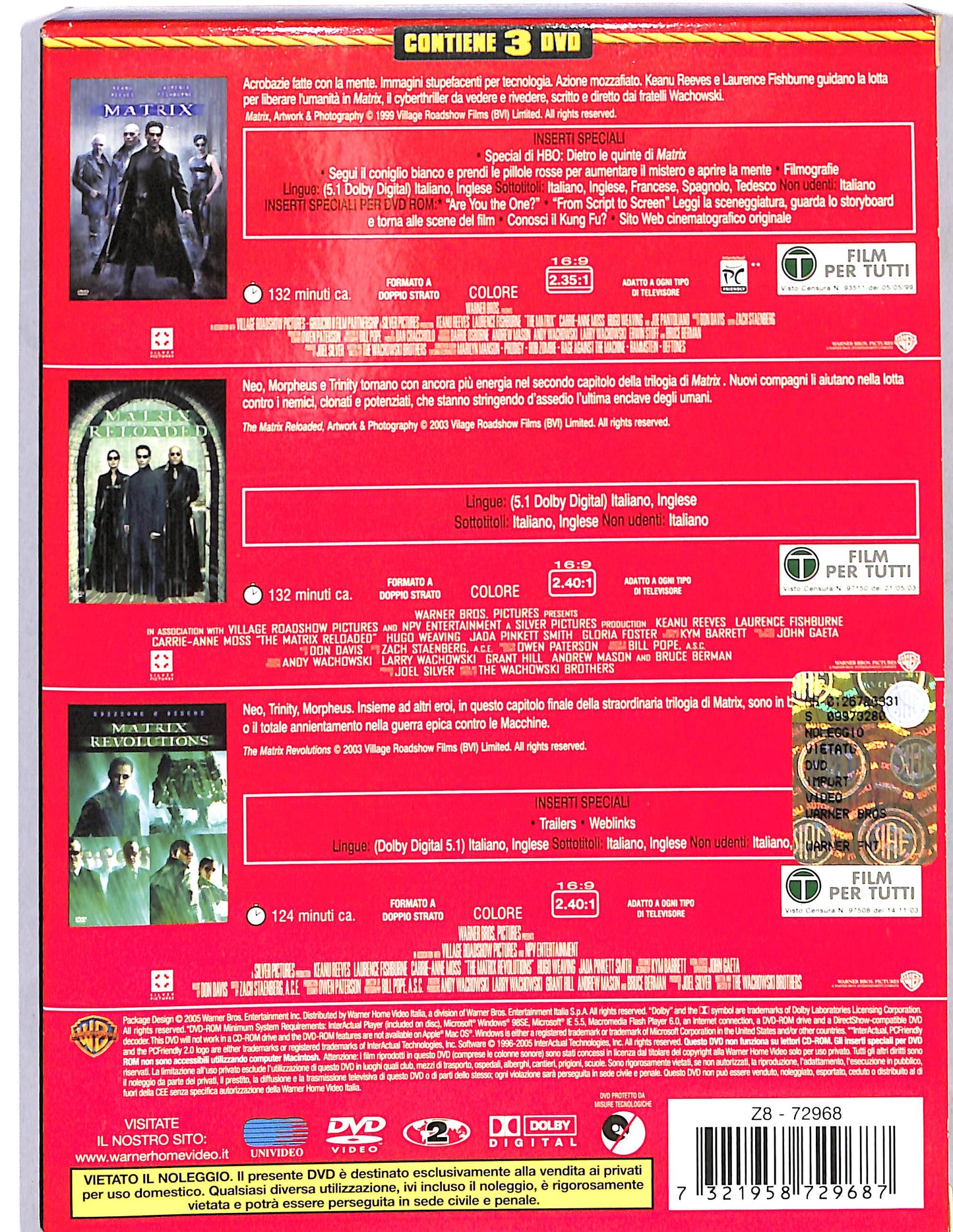 EBOND The Matrix  1 - 2 - 3 slipcase DVD D661114