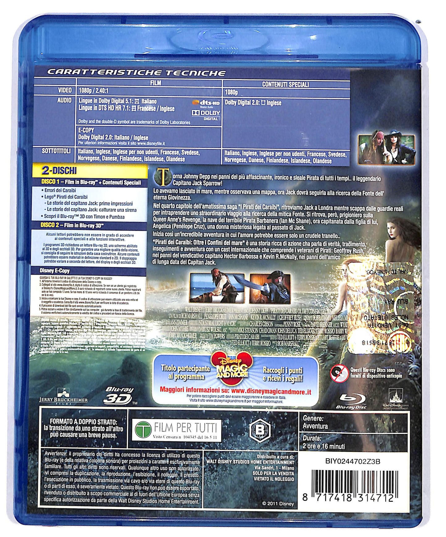 EBOND Pirati dei Caraibi oltre i confini del mare E-Copy + BLURAY 3D 2D BLURAY D662747