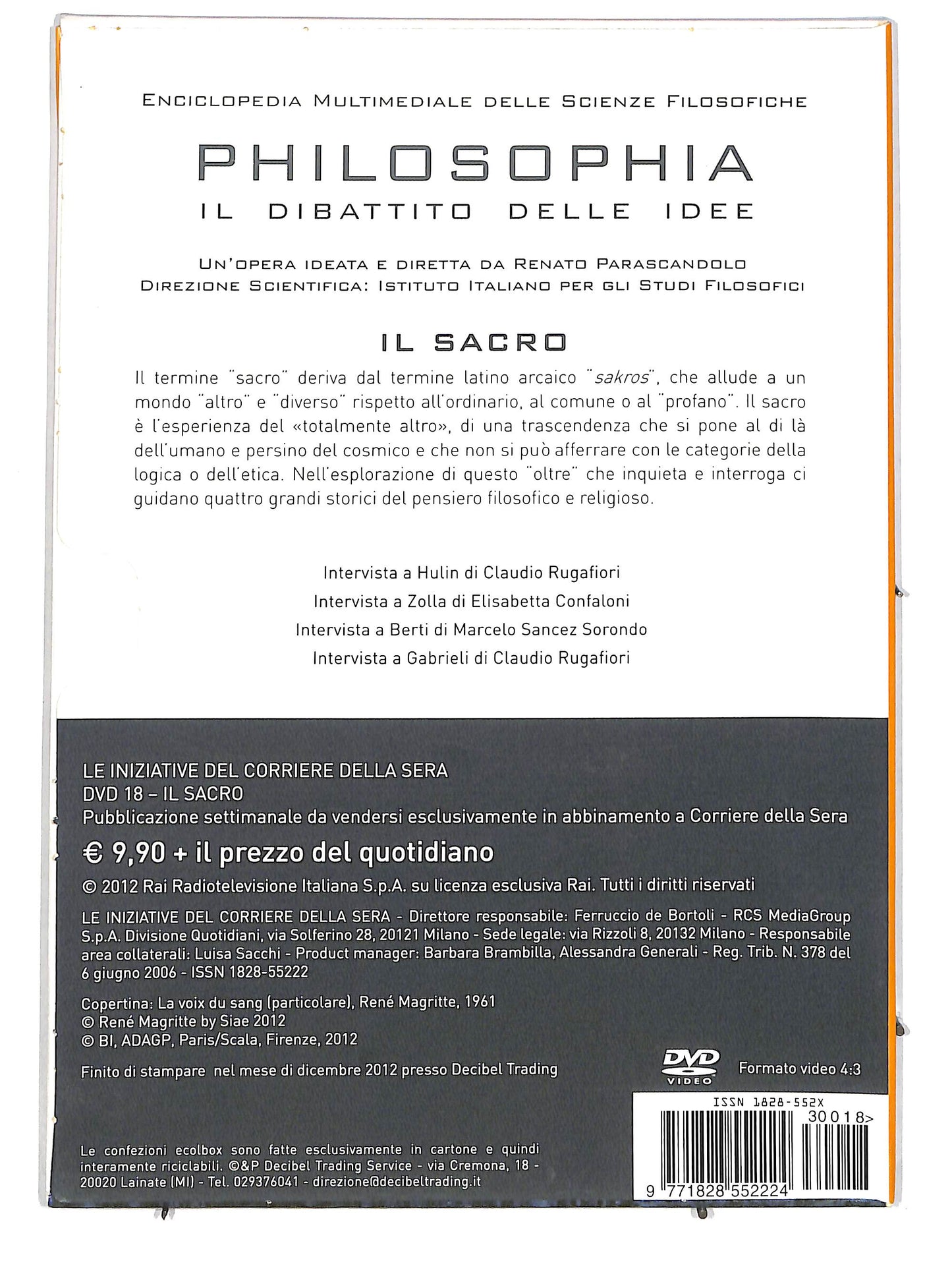 EBOND Philosophia - il dibattito delle idee Il Sacro 18 EDITORIALE DVD D665350