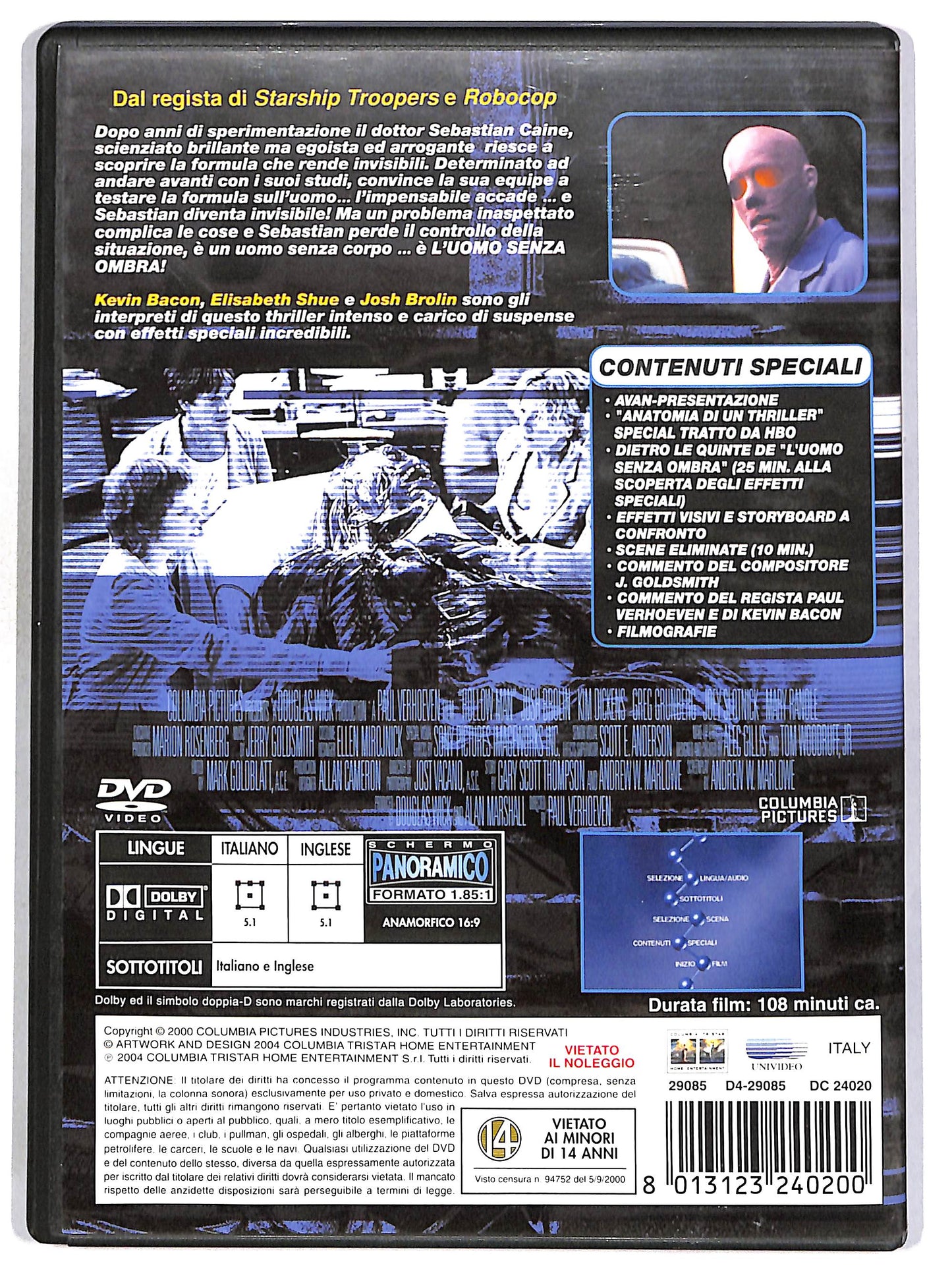 EBOND L'uomo senza ombra DVD D666007